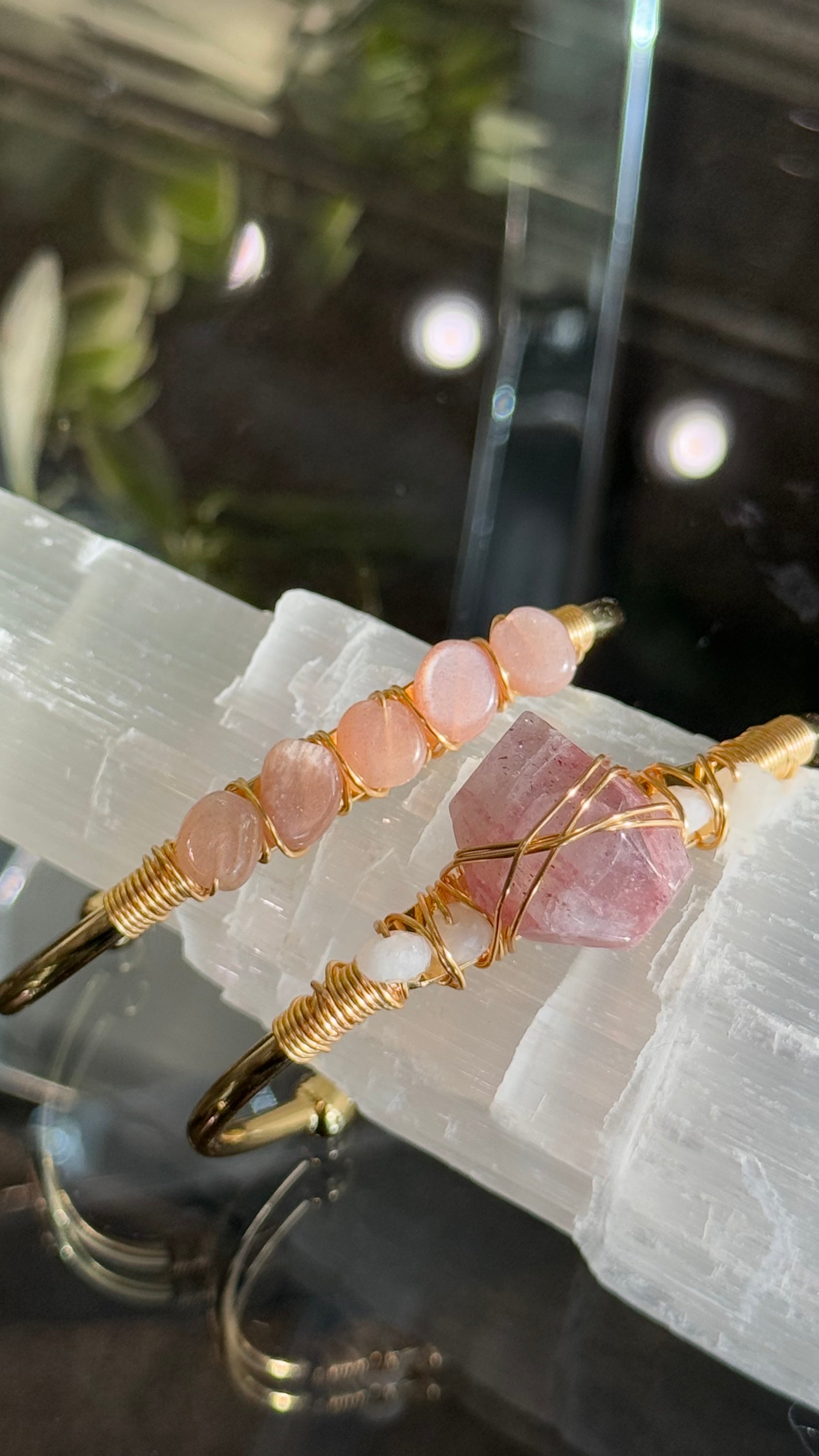 Sun Stone & Strawberry Quartz Duo