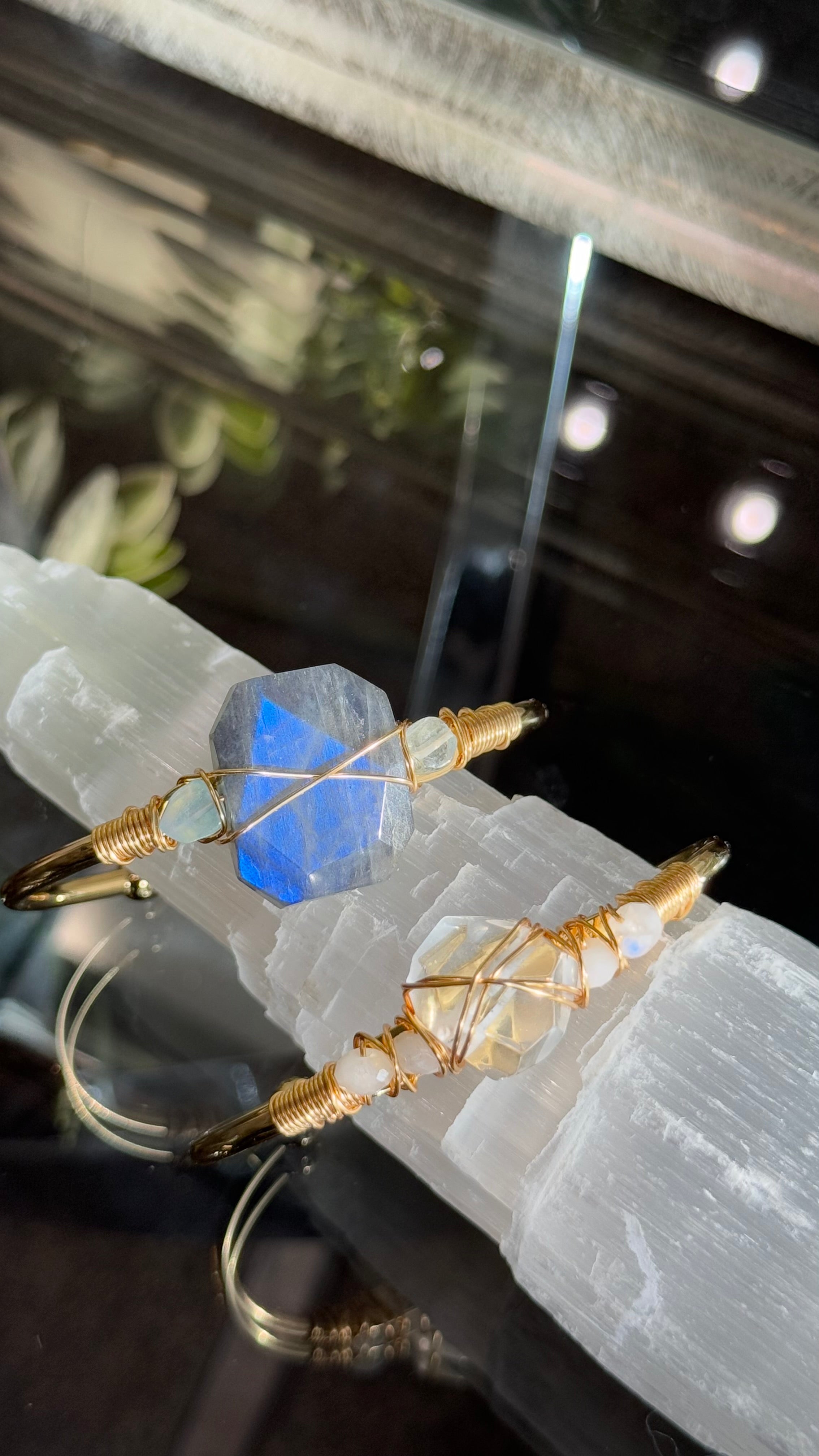 Moon Stone & Clear Quartz Duo