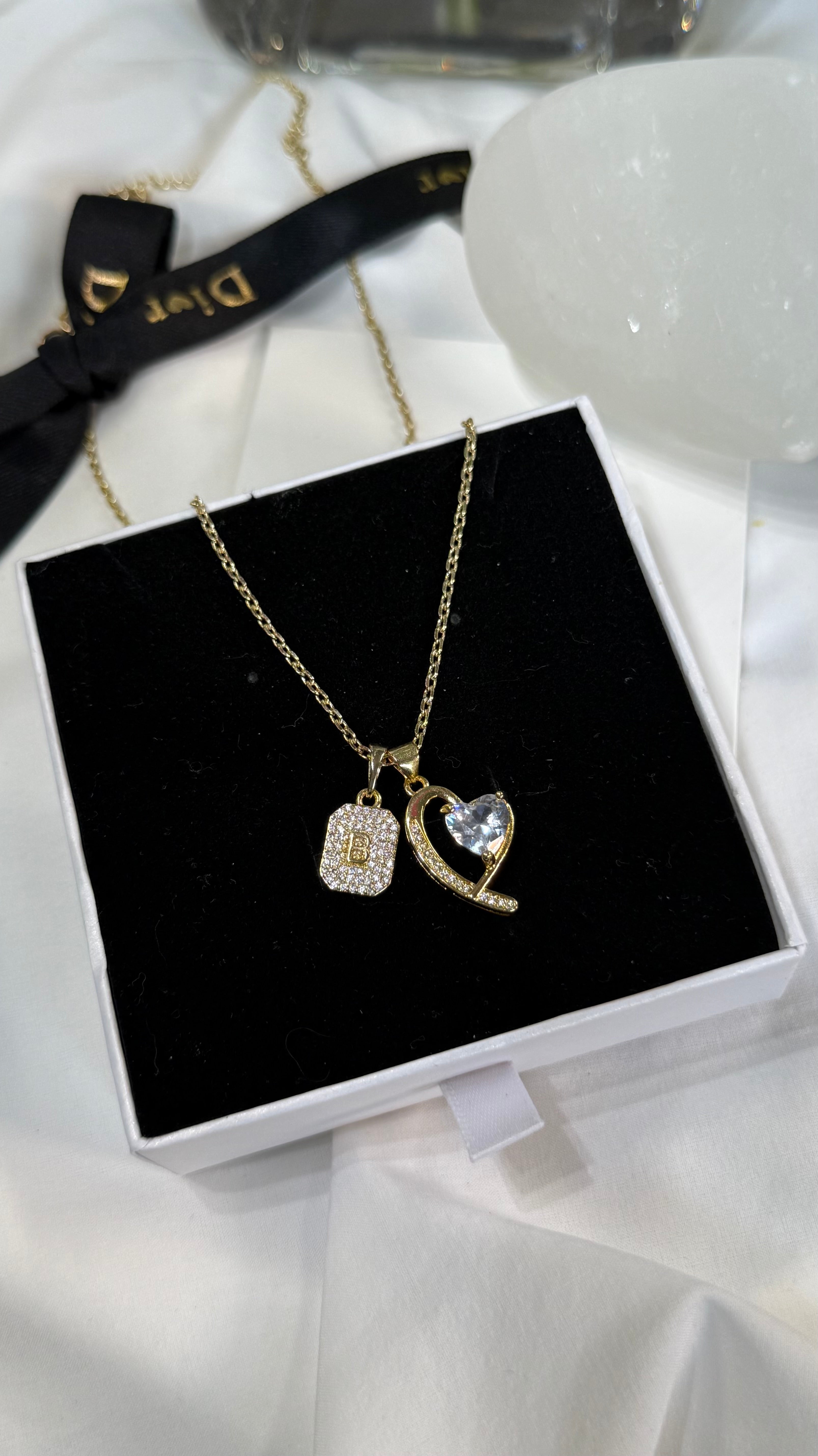 Initial White Heart Necklace