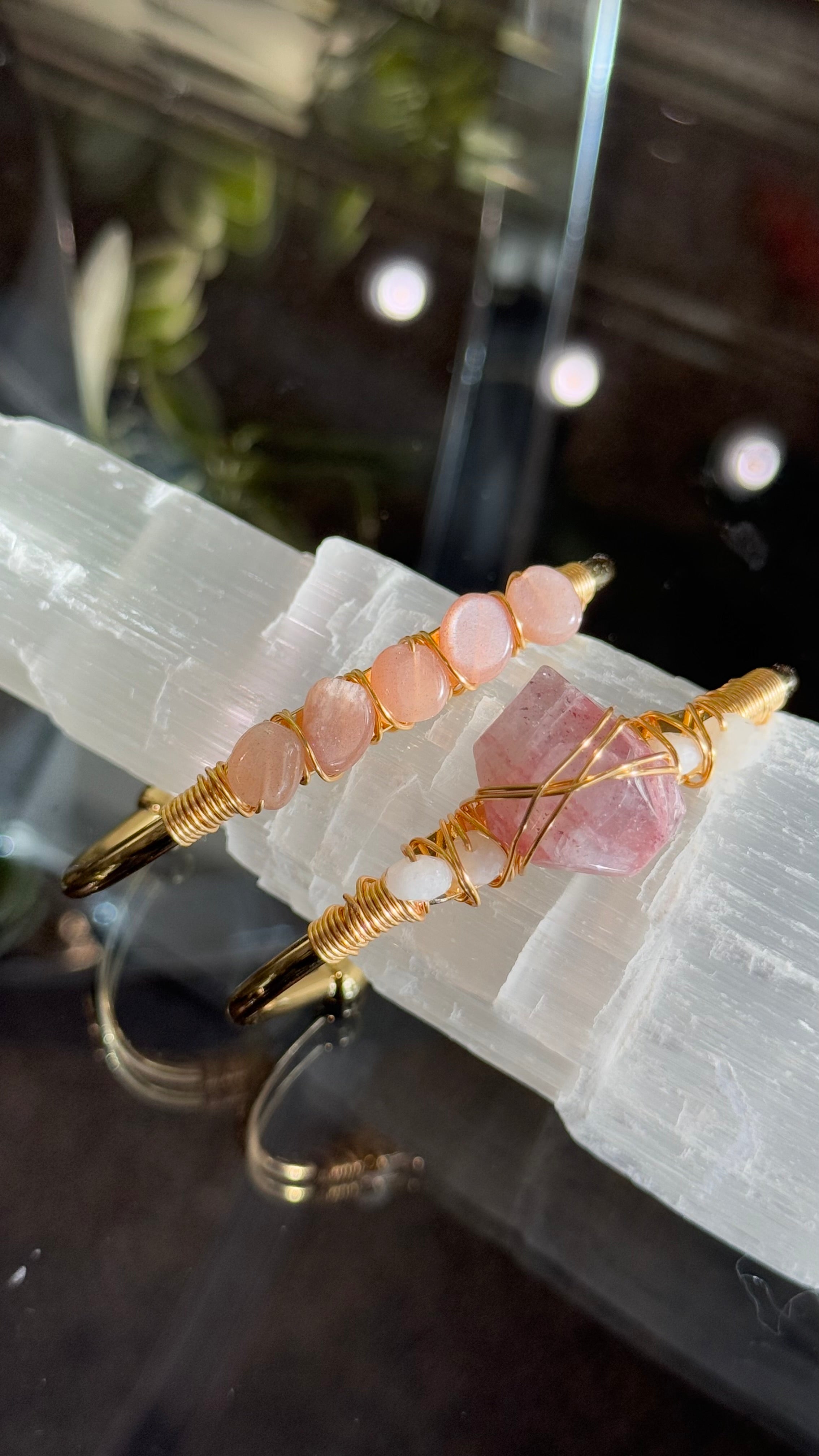 Sun Stone & Strawberry Quartz Duo