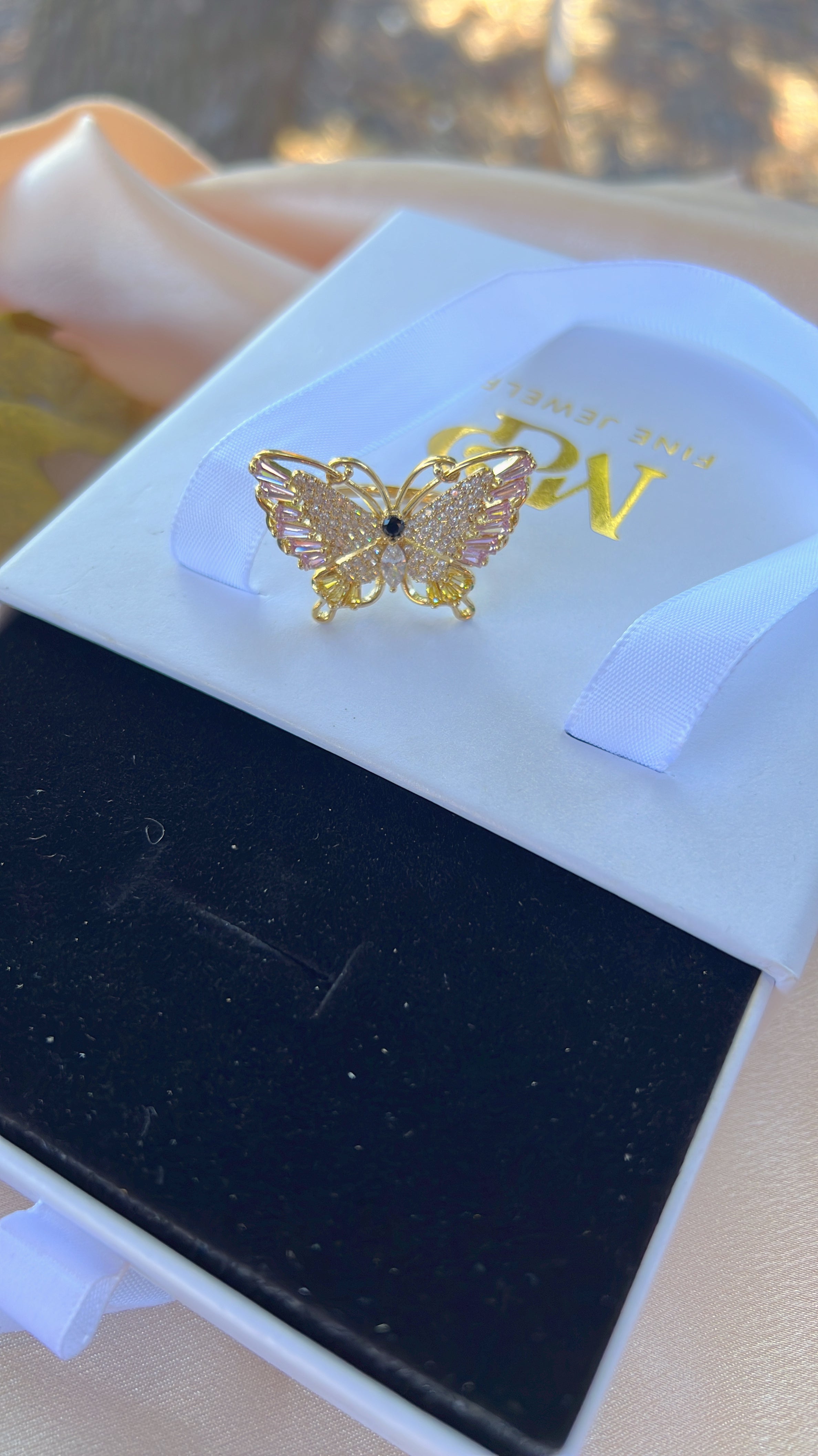 Fresita Butterfly Ring: adjustable 7-9