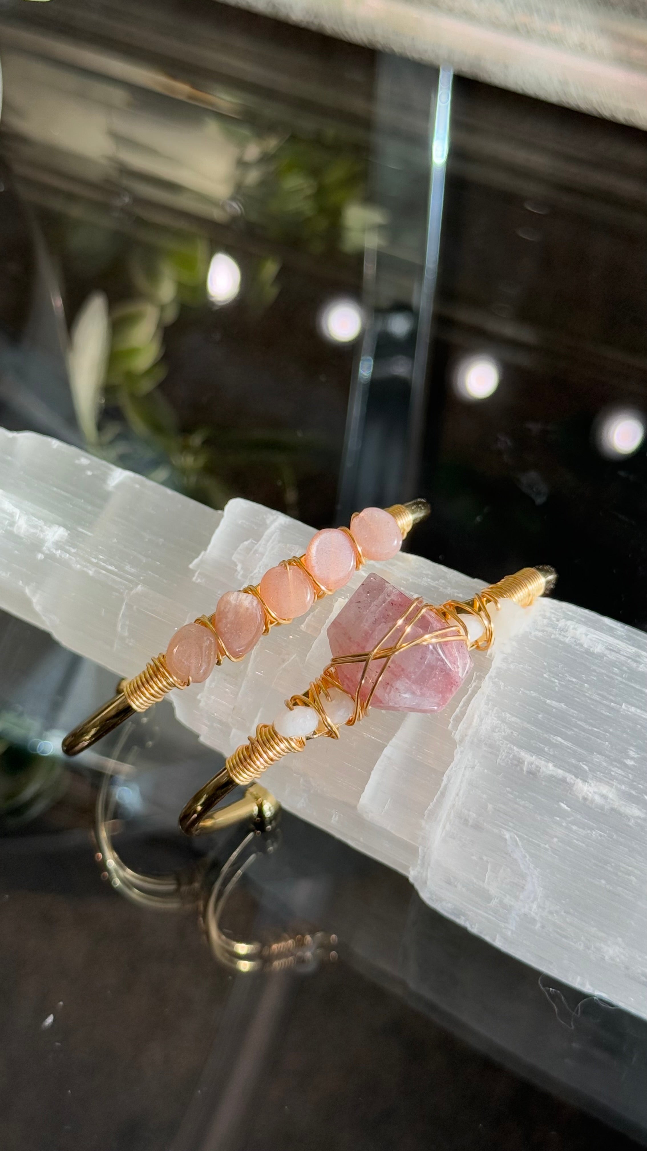 Sun Stone & Strawberry Quartz Duo