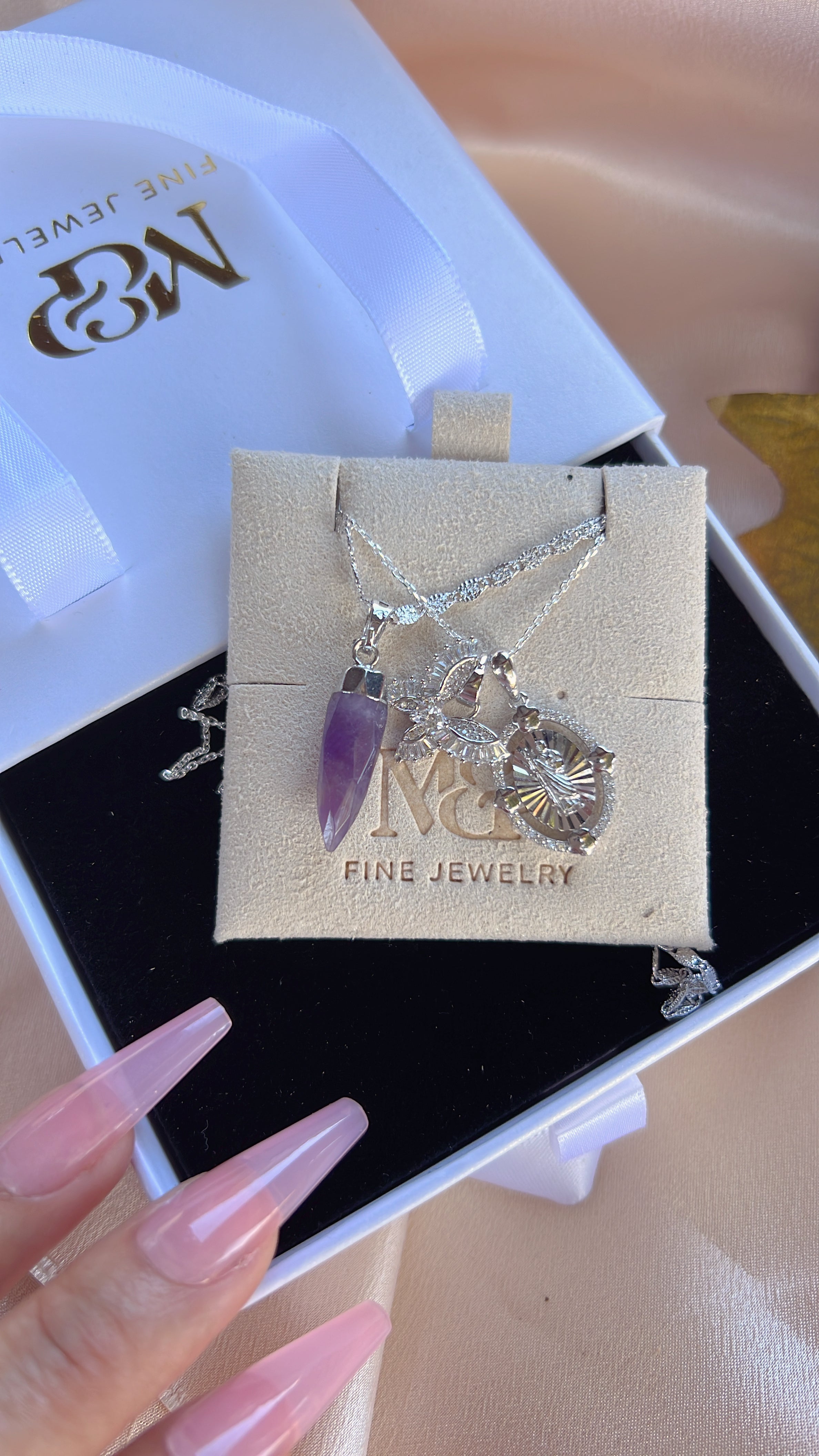 Silver Amethyst Saint Jude Necklace Set