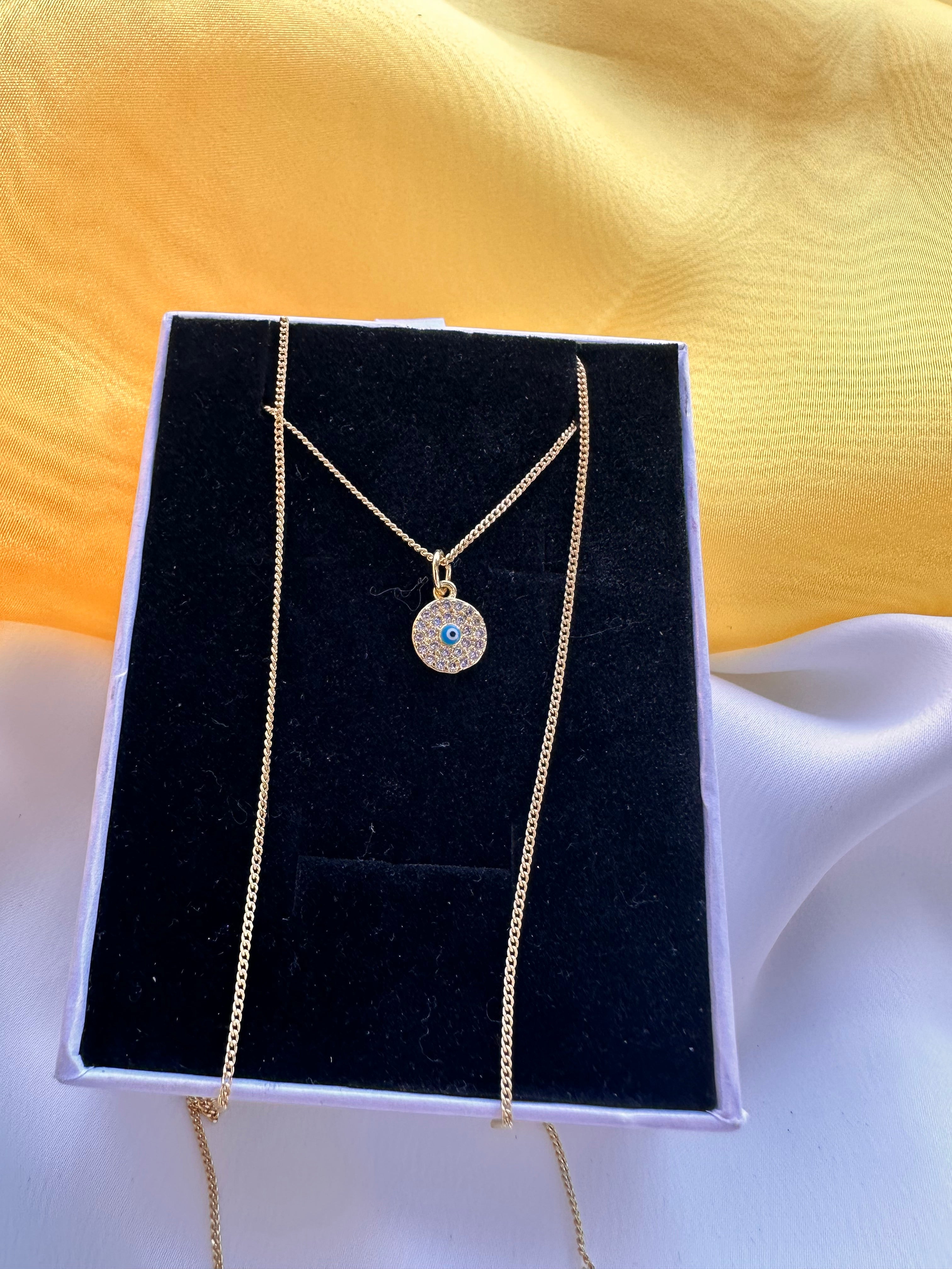Paved Evil Eye Necklace