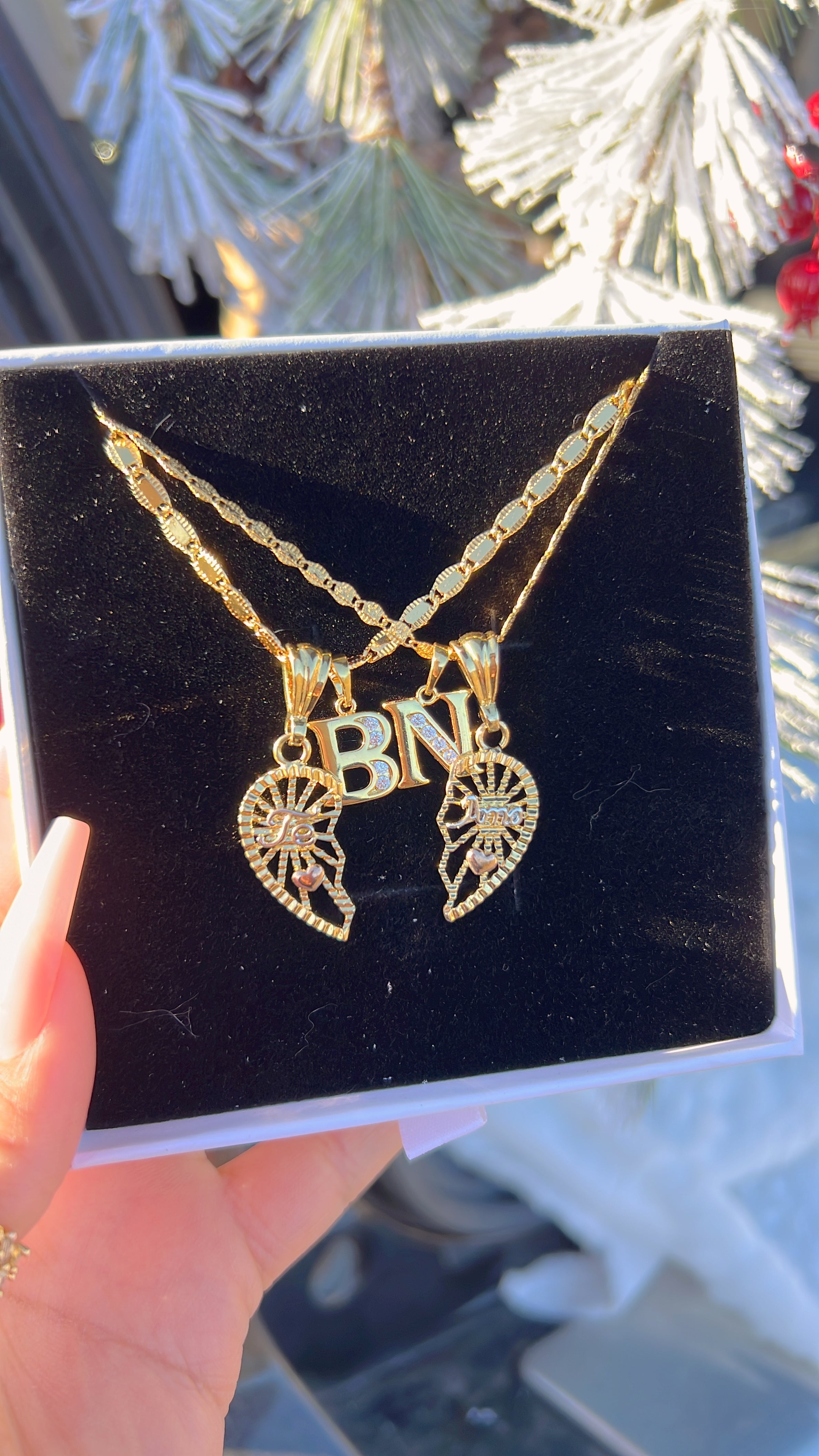 Te Amo Initial Heart Necklaces