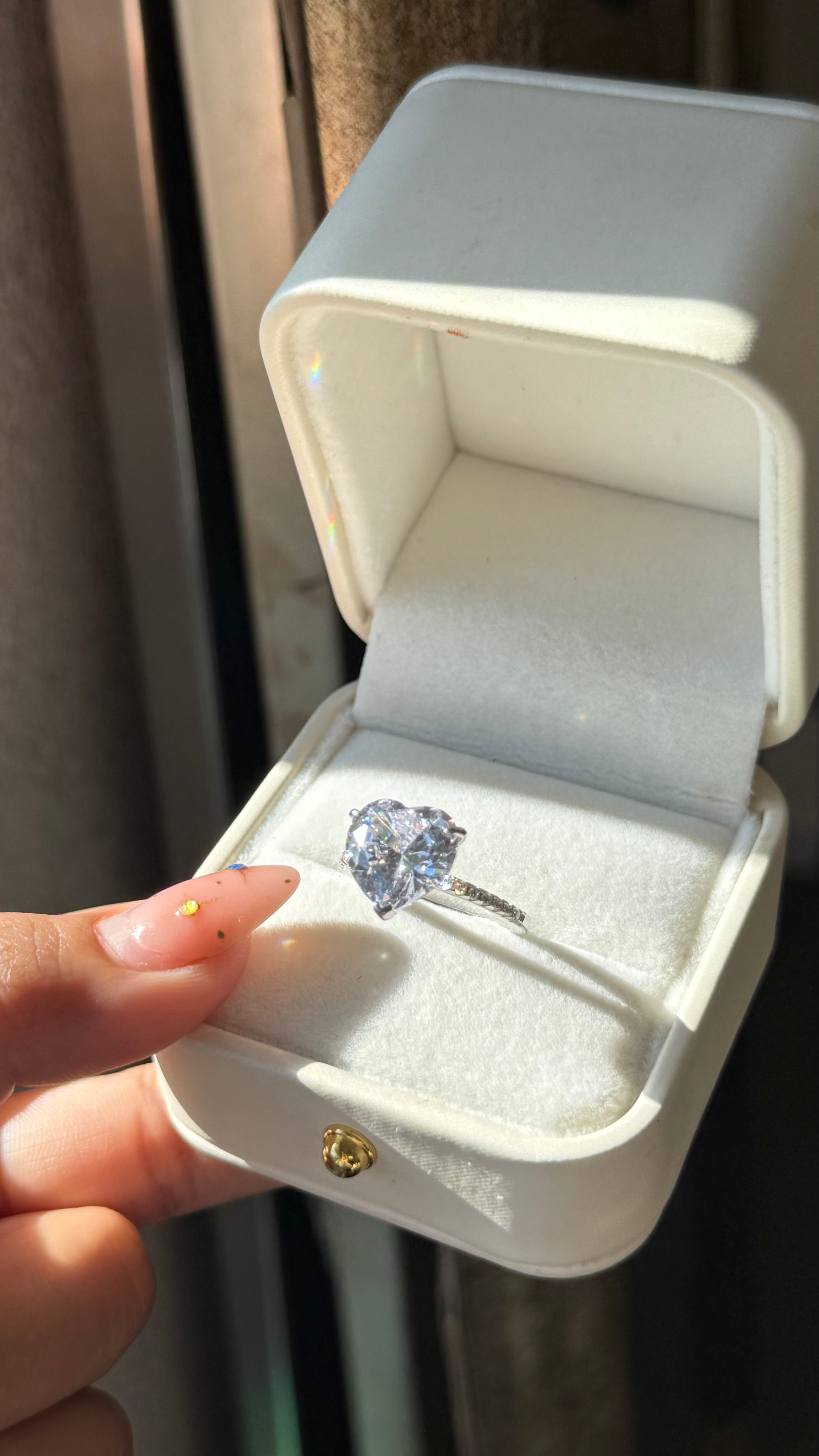 Elevated White Heart Ring