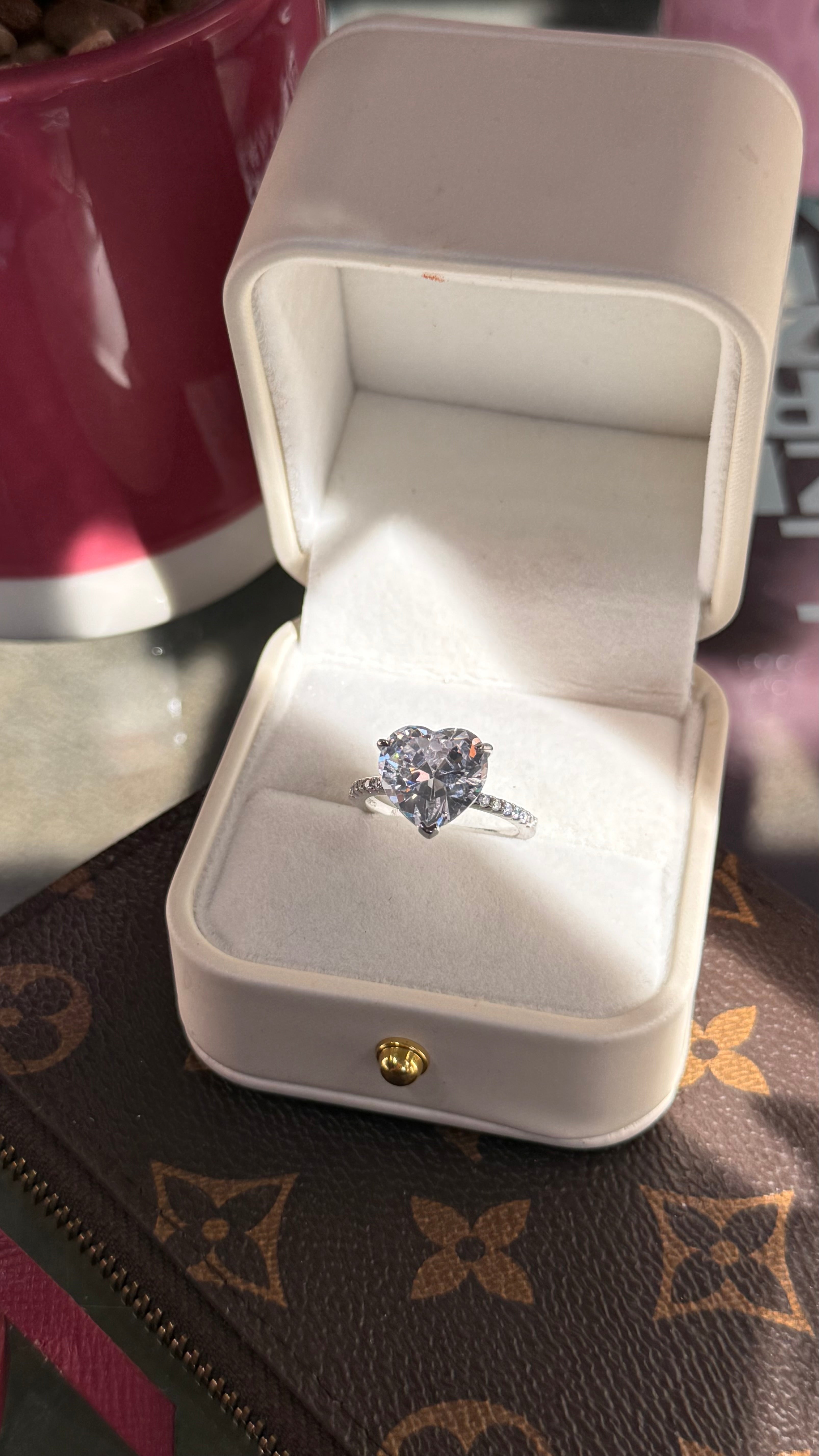 Elevated White Heart Ring