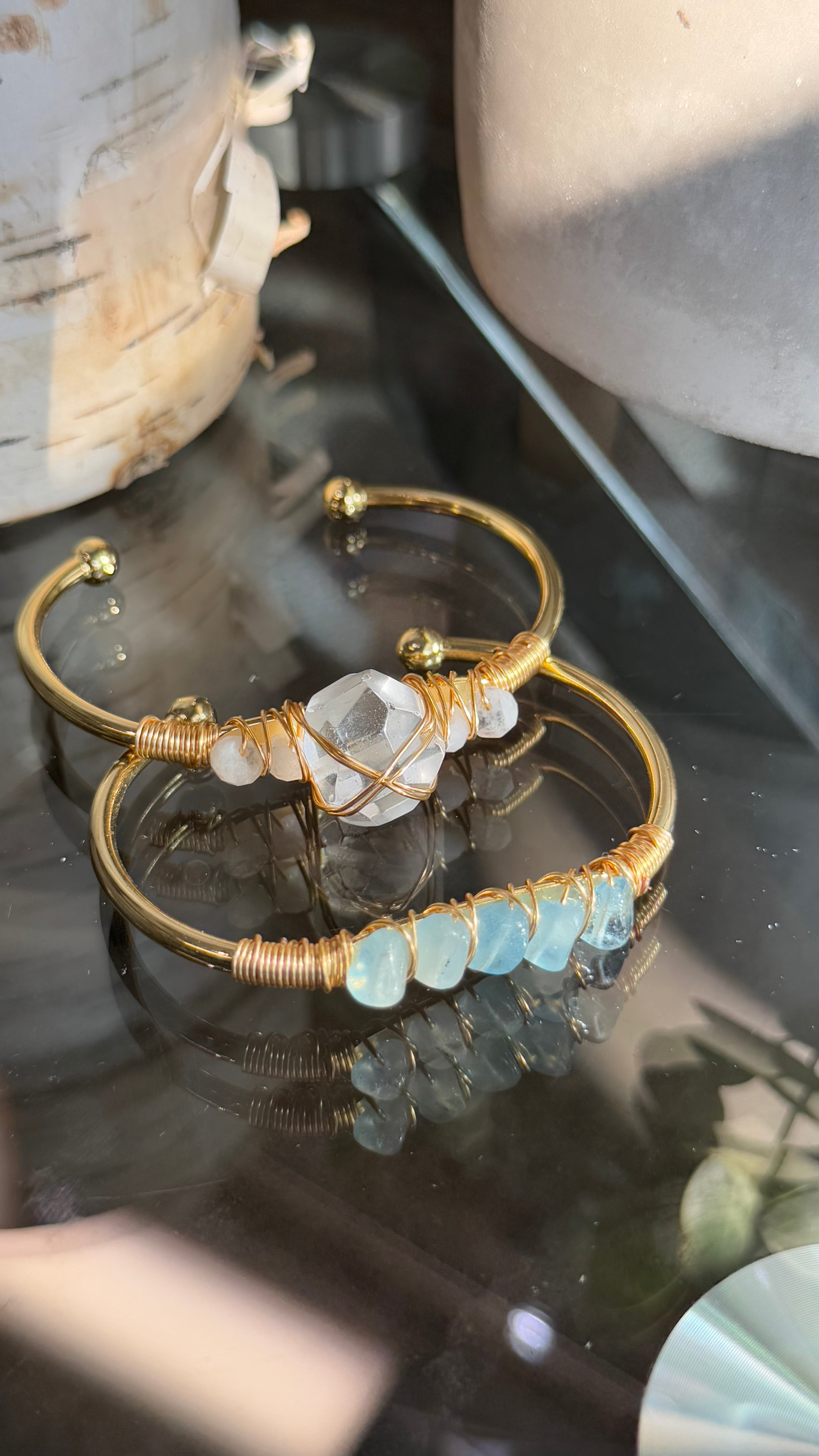 Clear Quartz & Aquamarine Duo