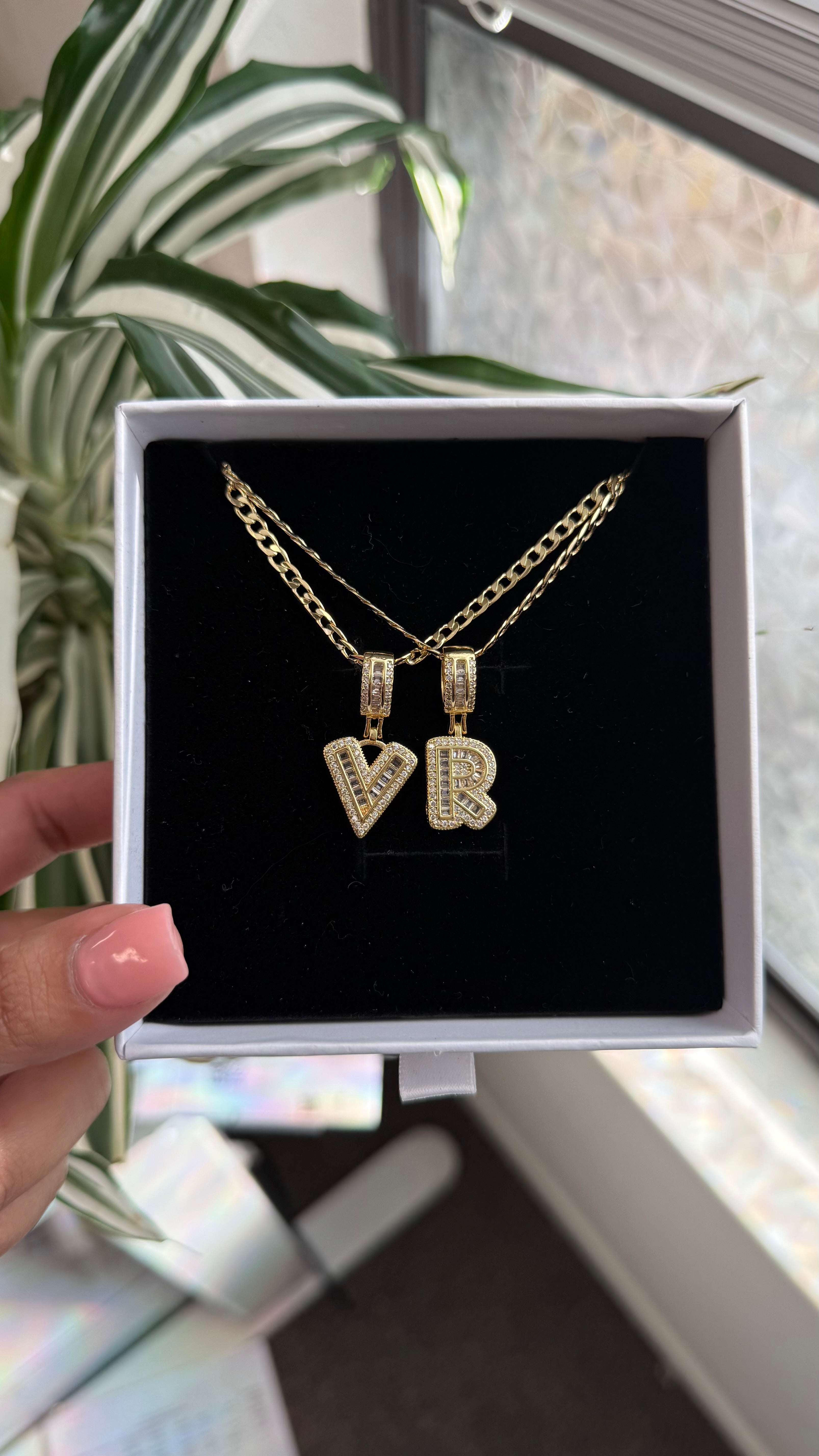 Valentino Paved Initial Necklace