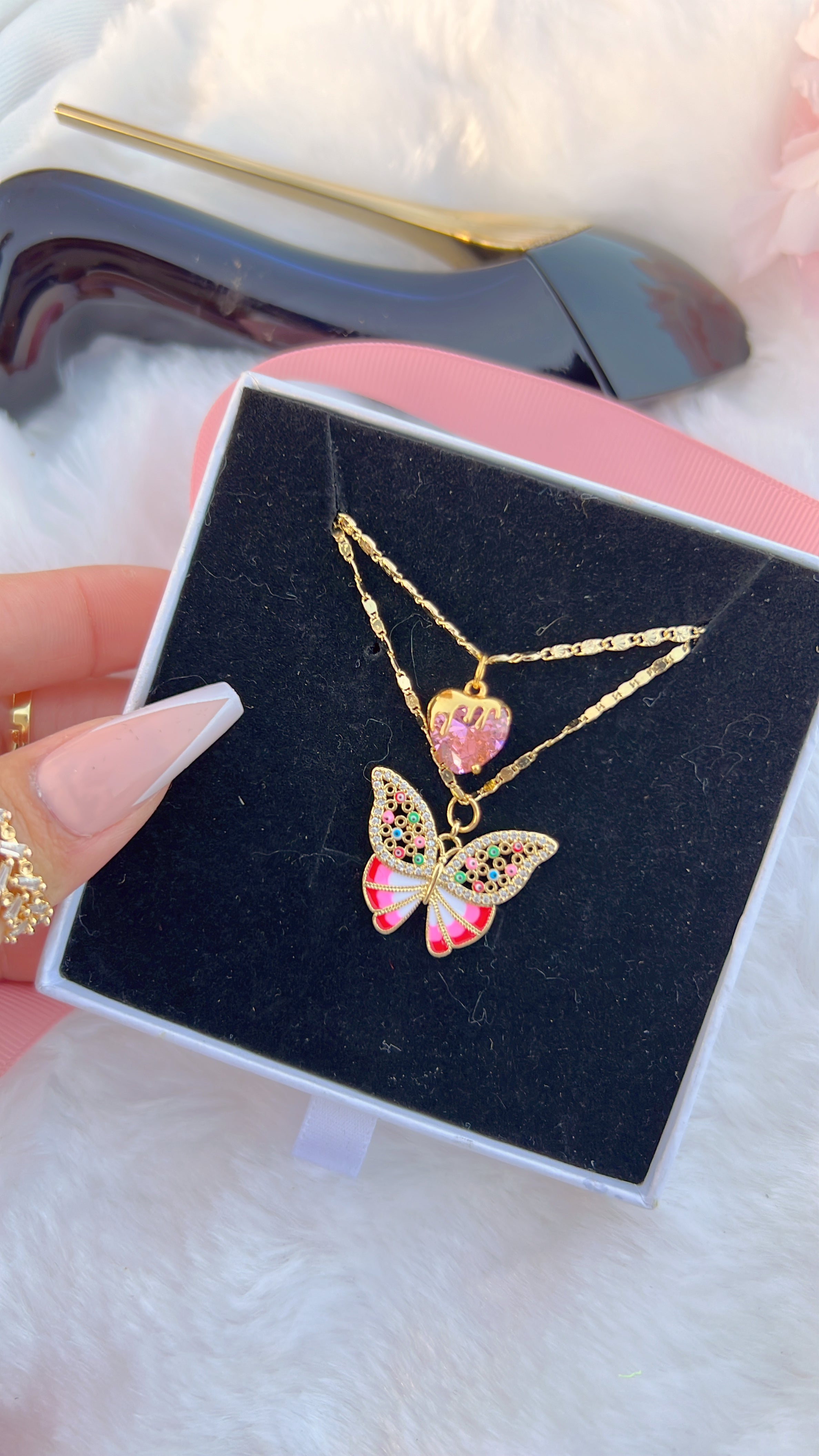 "Positive Change"  Butterfly Necklace SET