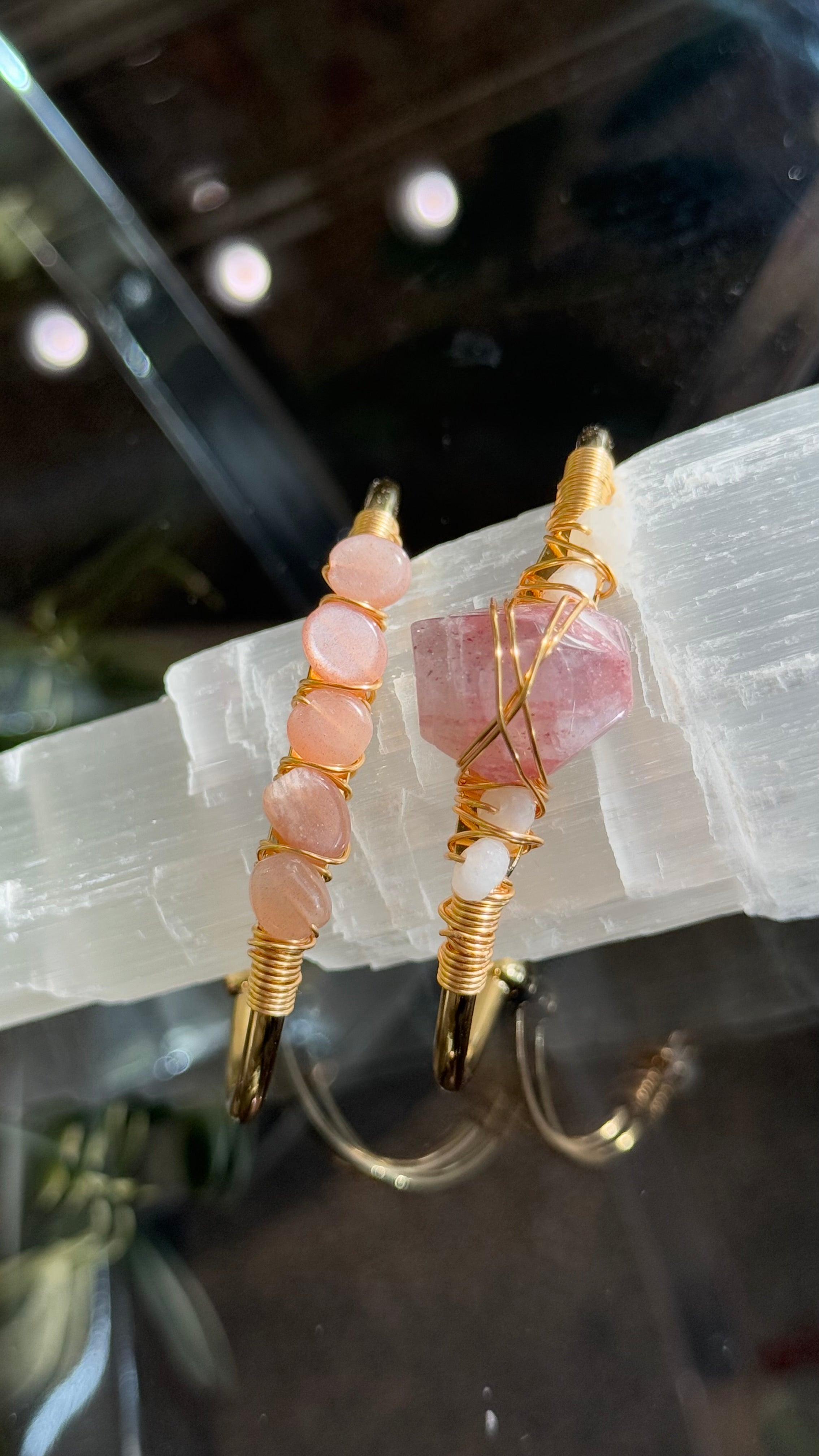 Sun Stone & Strawberry Quartz Duo