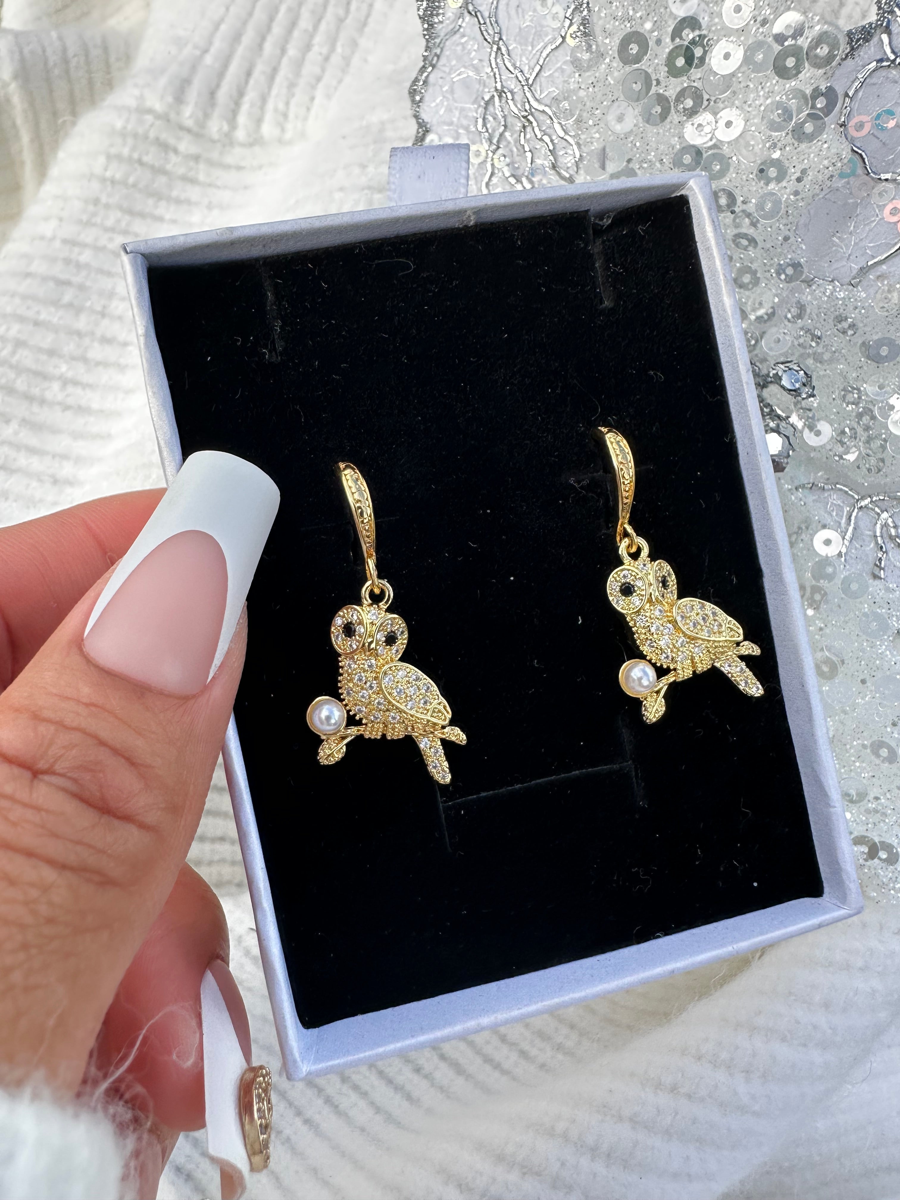 Golden Owl Earrings