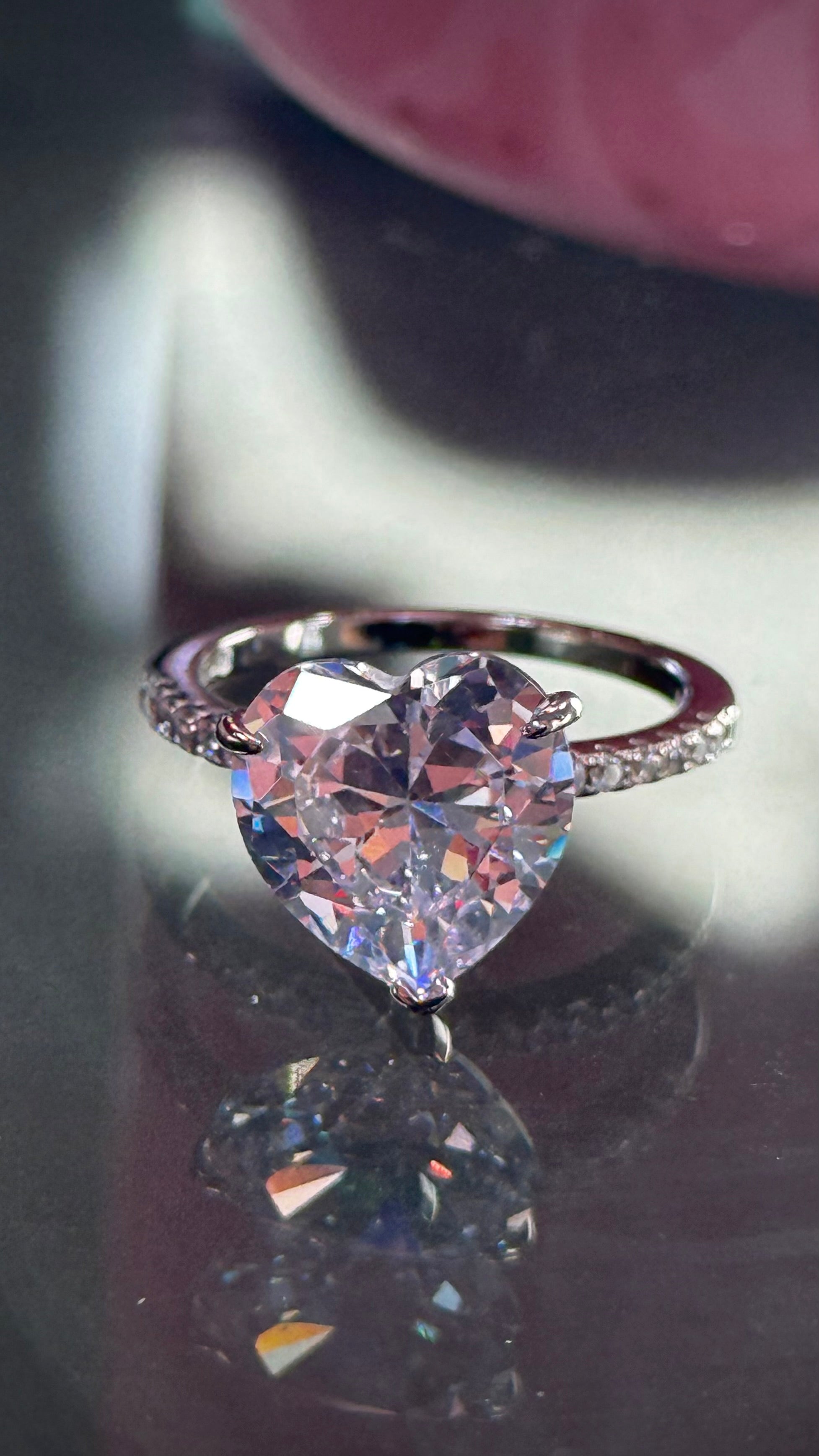 Elevated White Heart Ring