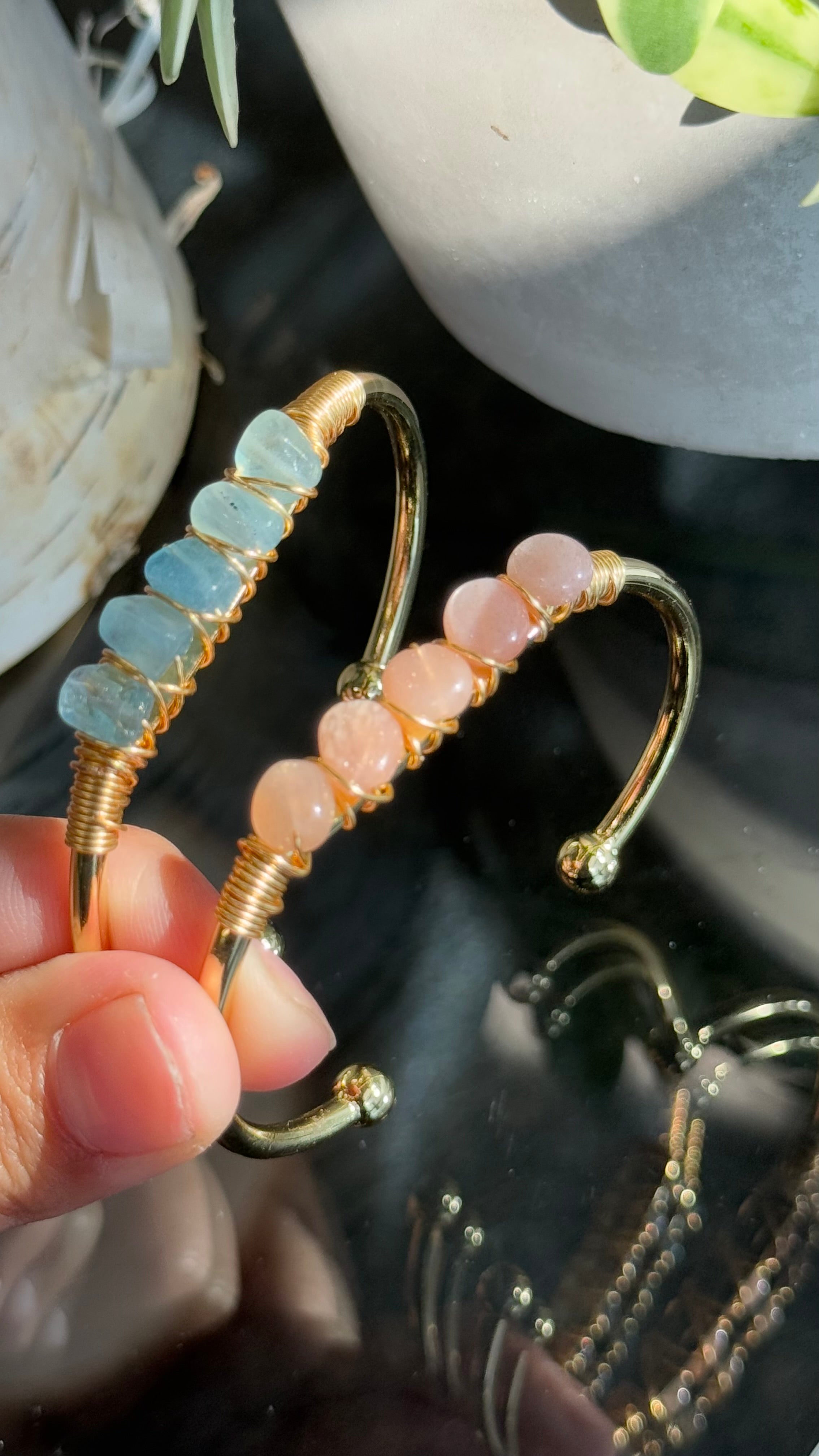 Sun Stone & Aquamarine Duo