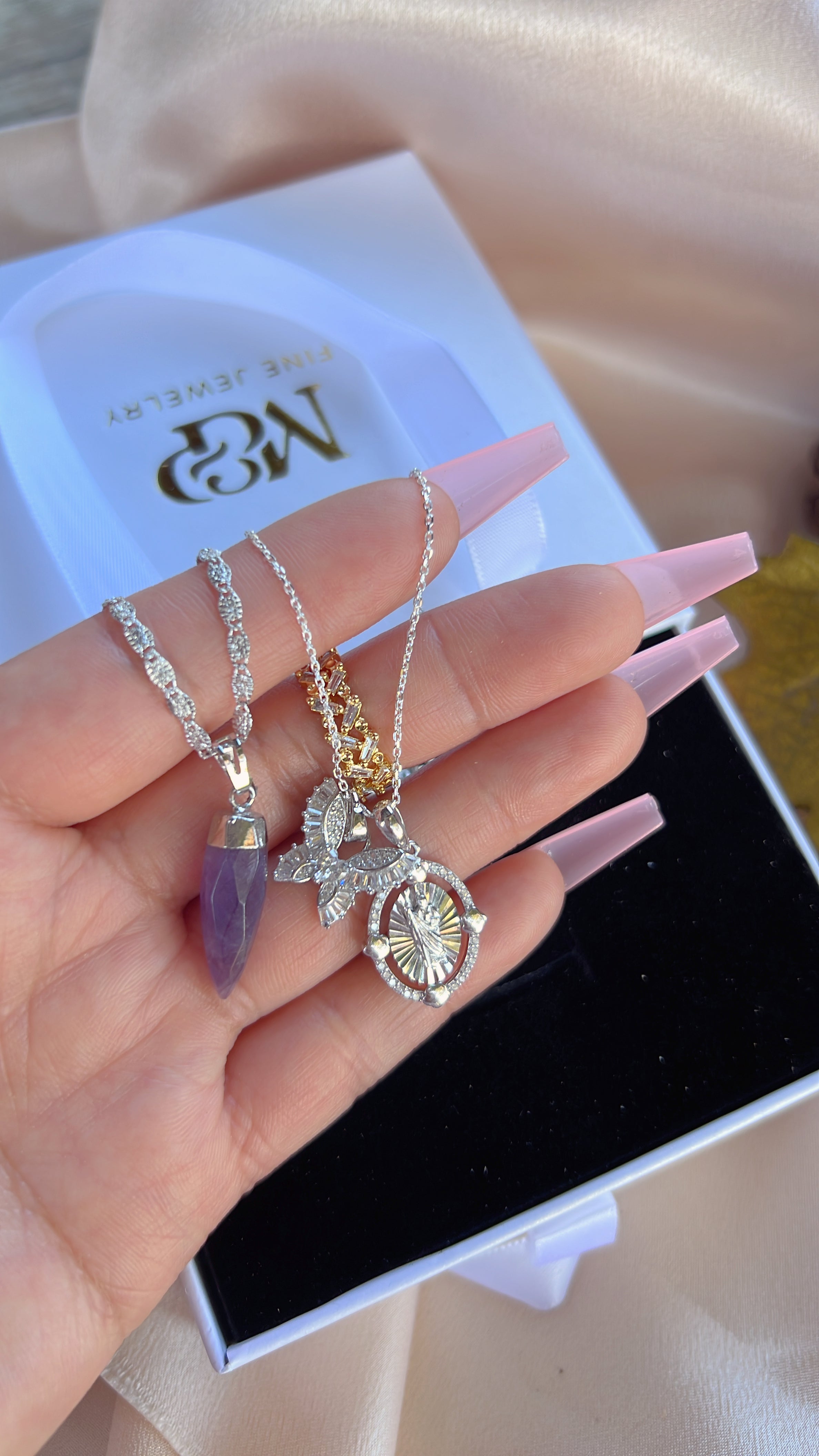 Silver Amethyst Saint Jude Necklace Set