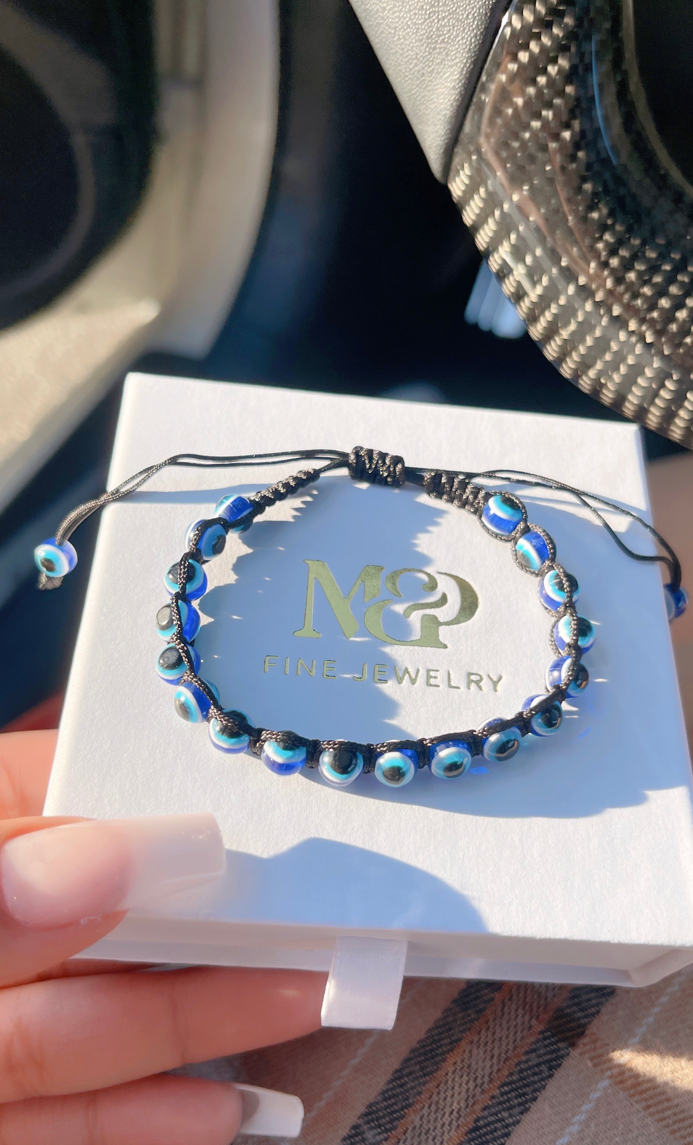🧿 Midnight Babe – Evil Eye Bracelet 🖤💙