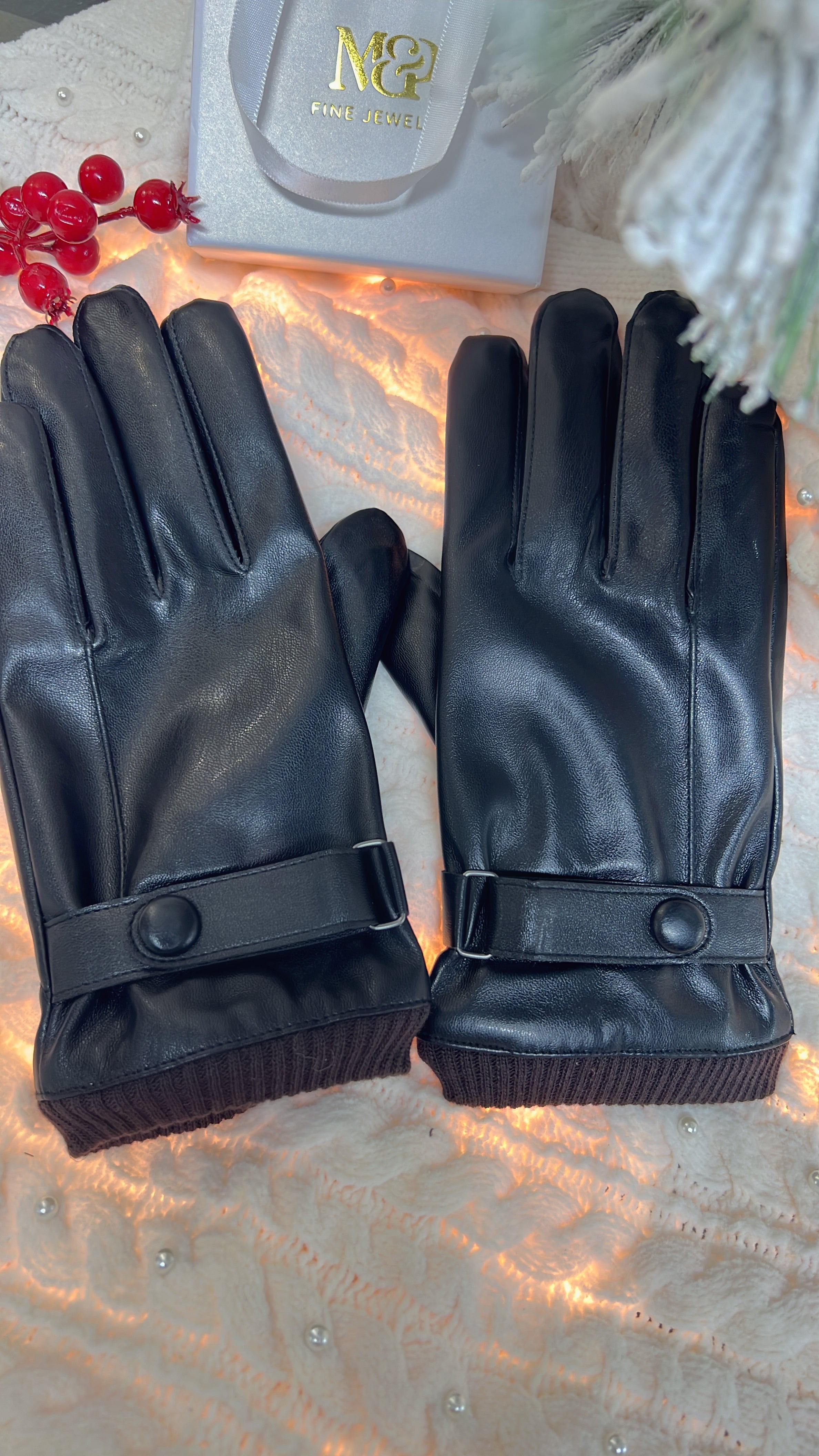 Sleek Black Leather Gloves