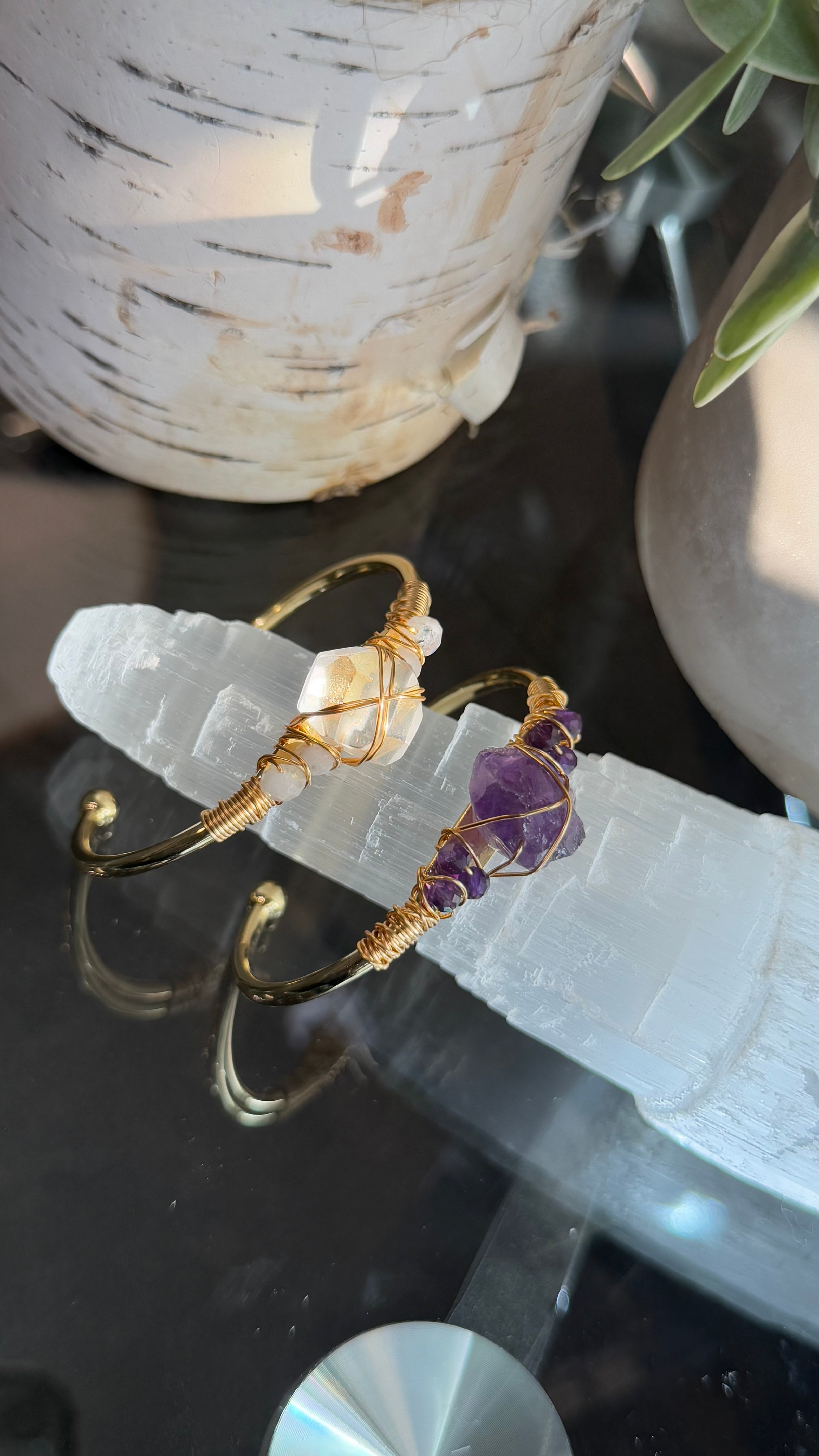 Clear Quartz & Amethyst Duo