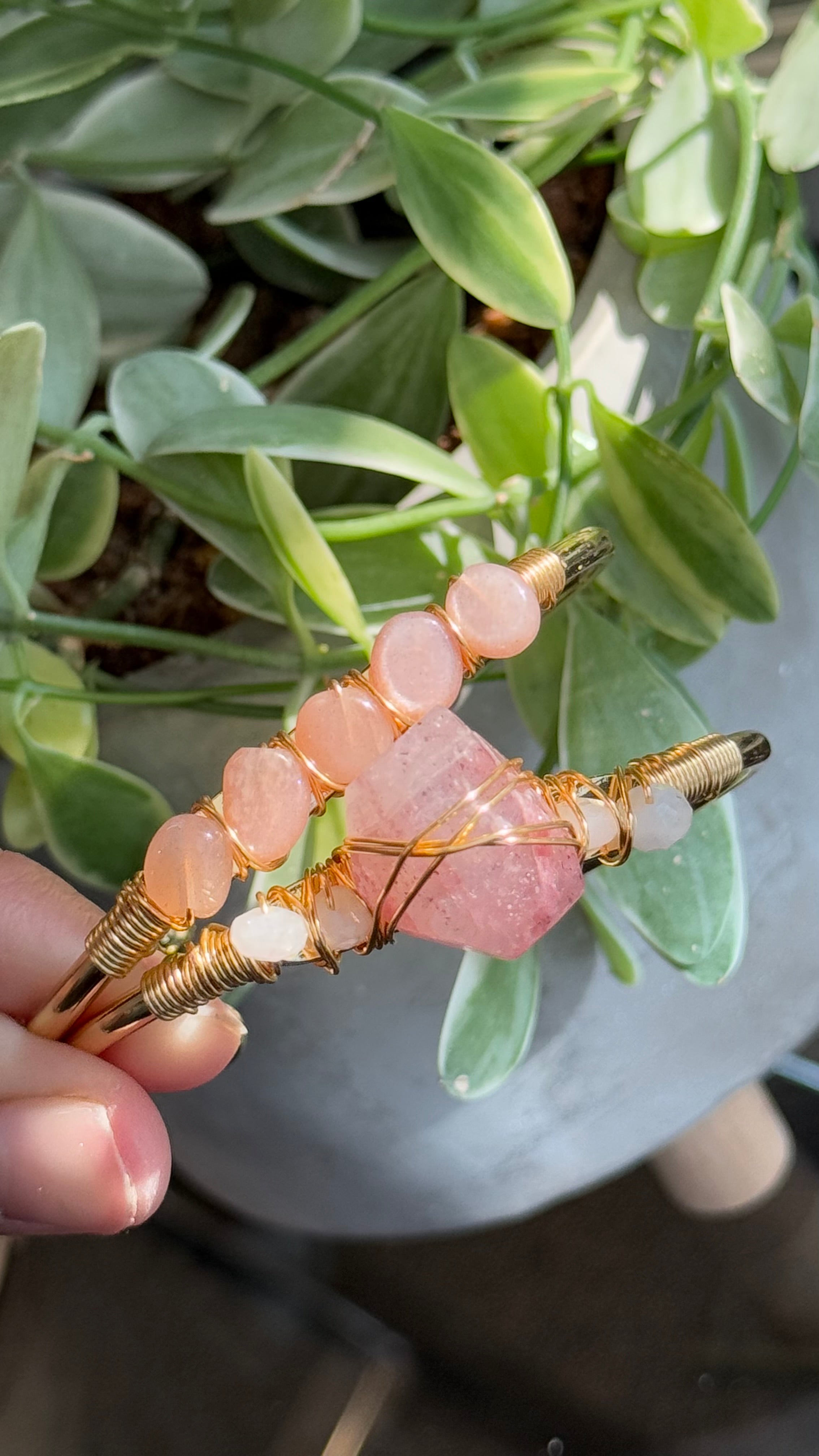 Sun Stone & Strawberry Quartz Duo