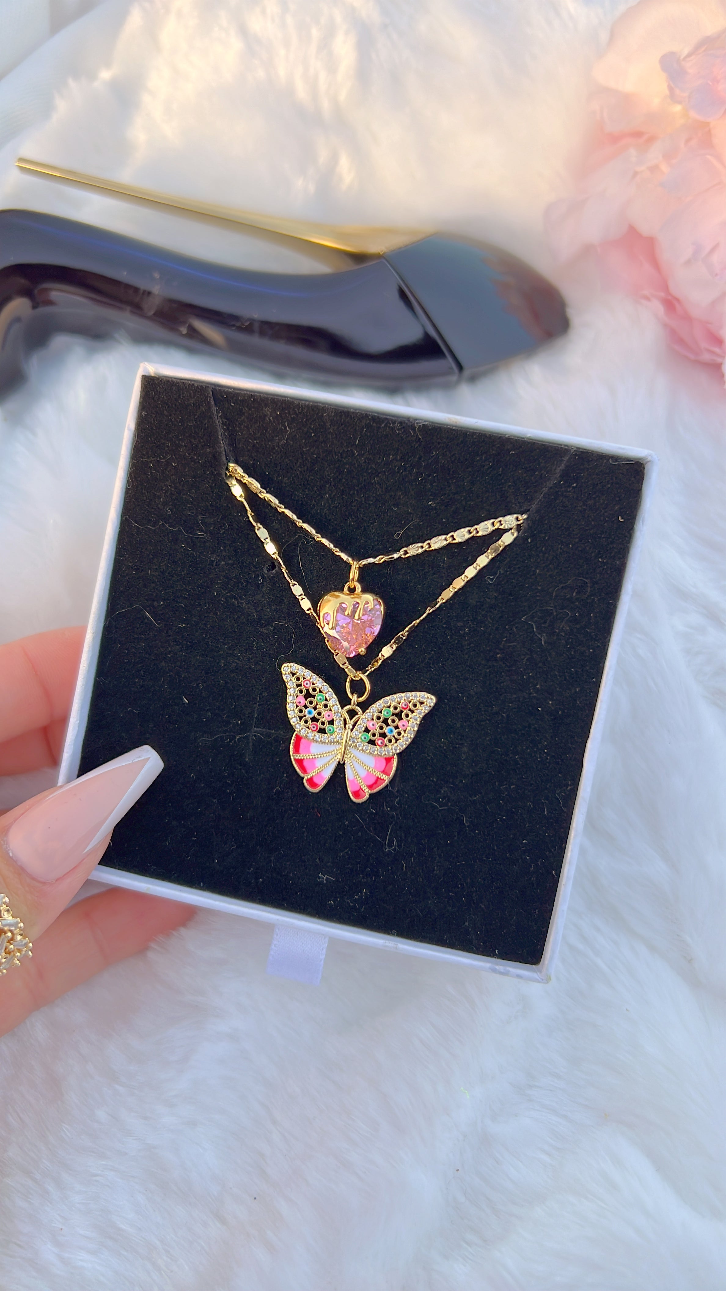 "Positive Change"  Butterfly Necklace SET