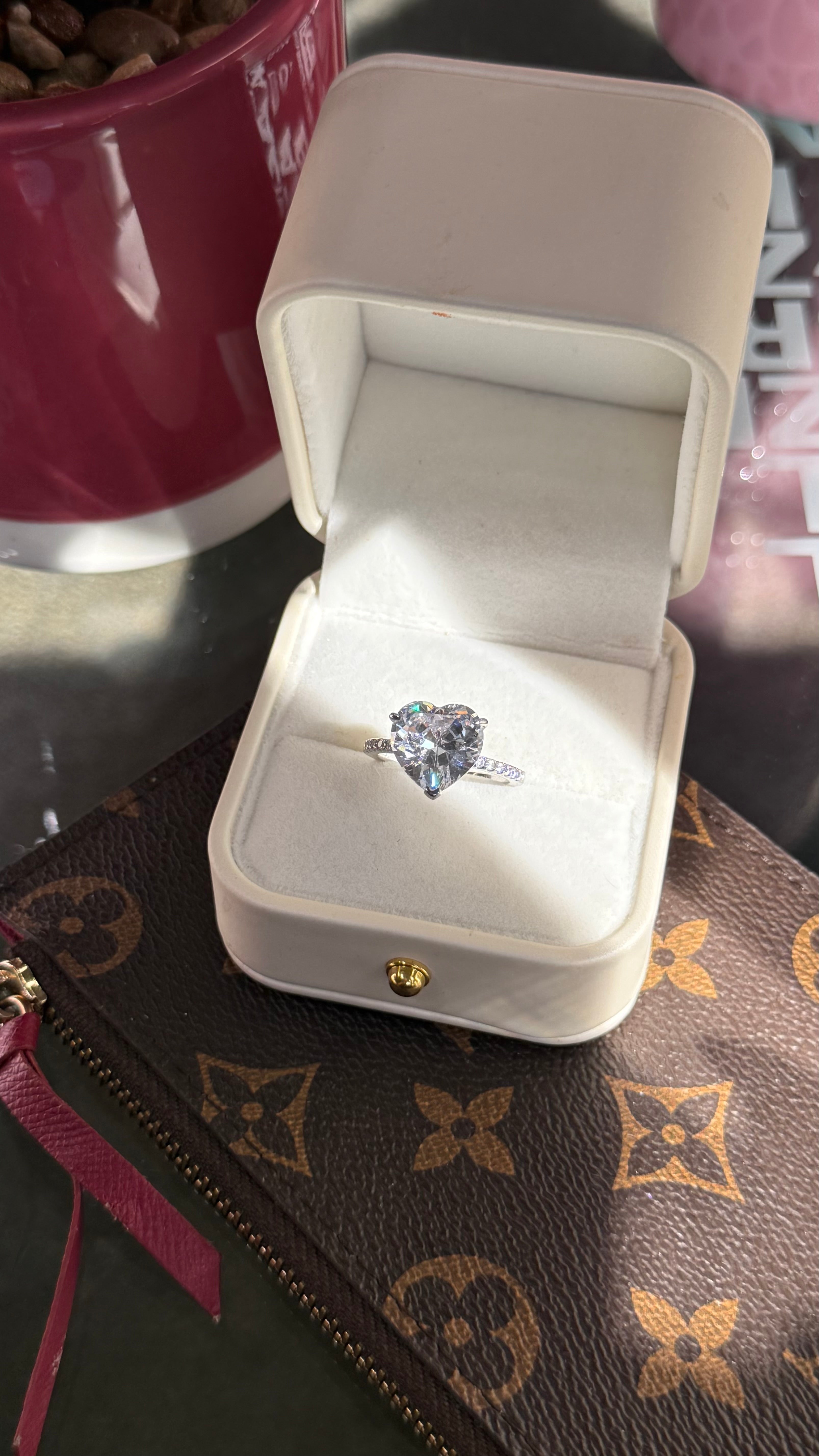 Elevated White Heart Ring