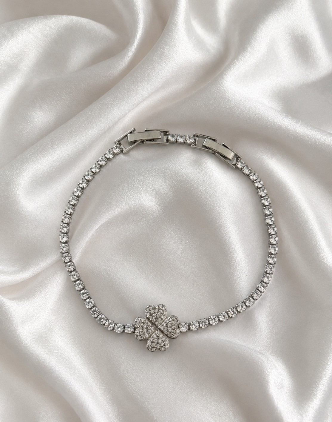 White Clove Tennis Bracelet