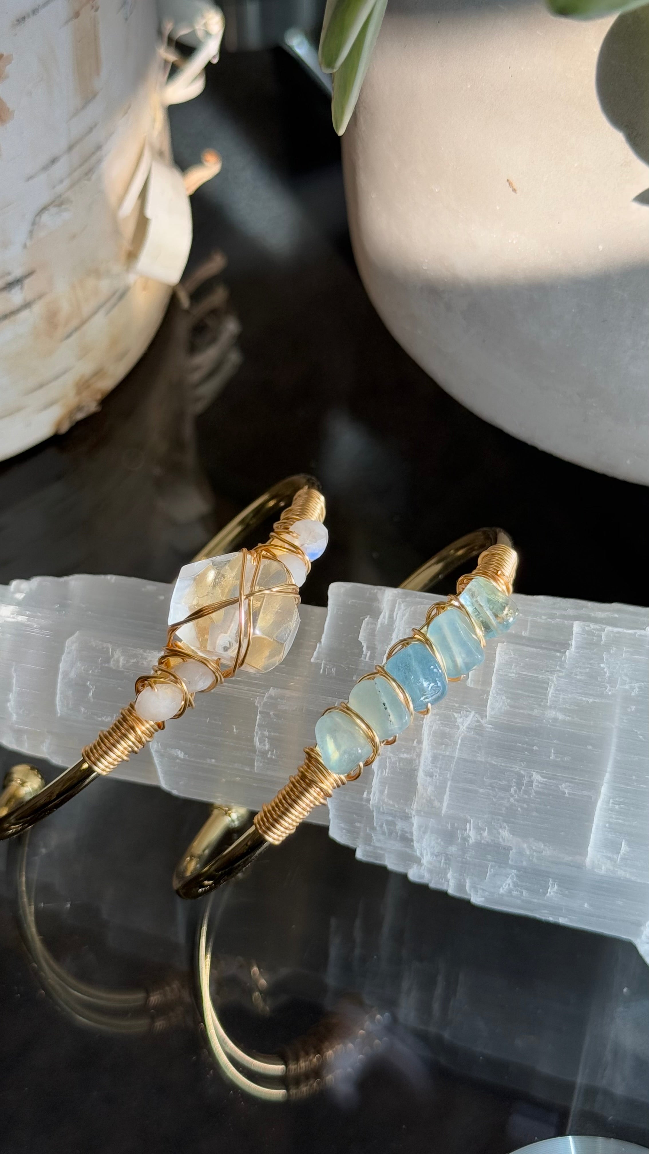 Clear Quartz & Aquamarine Duo