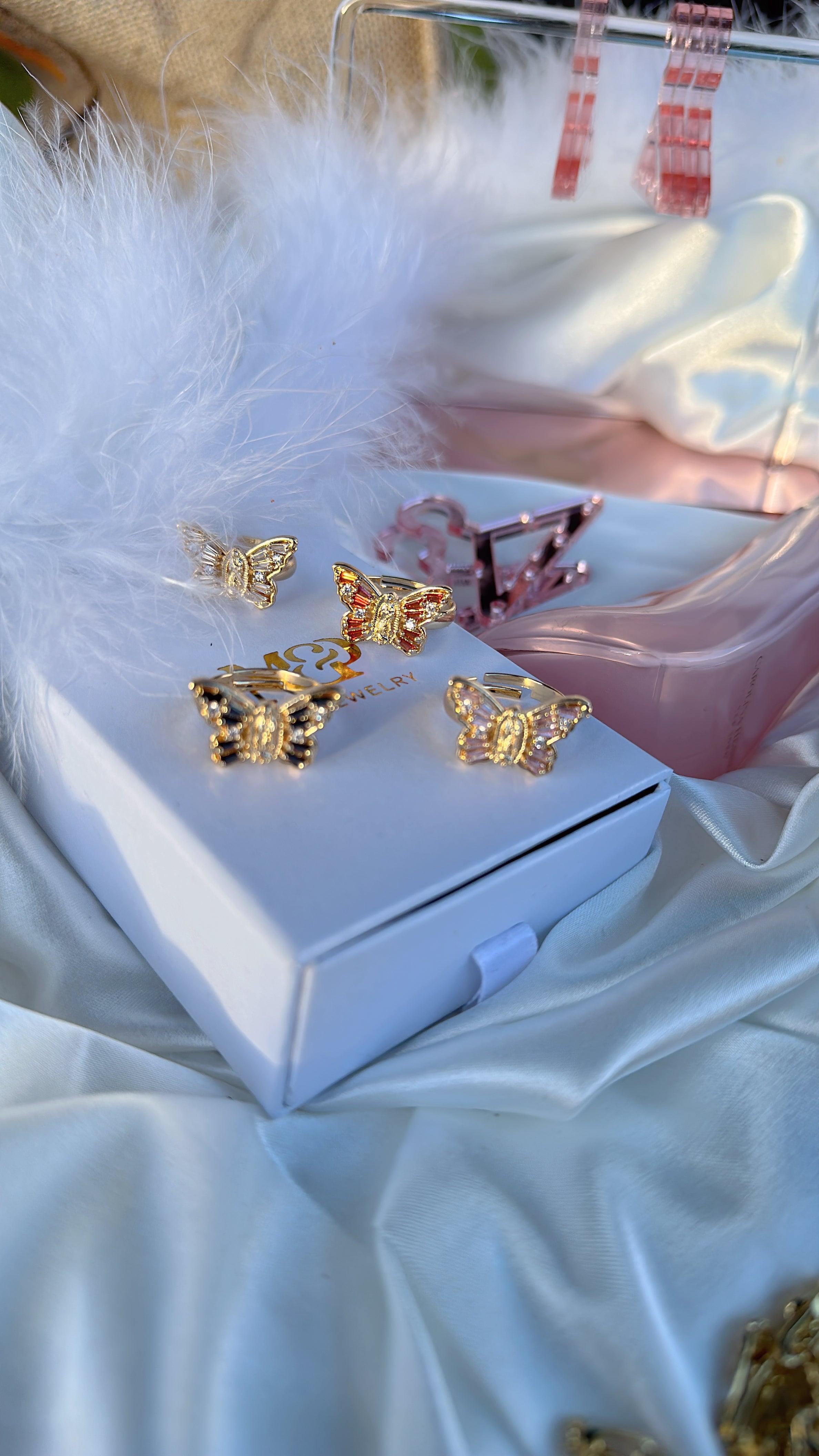 Pink Virgin Mary Butterfly Ring