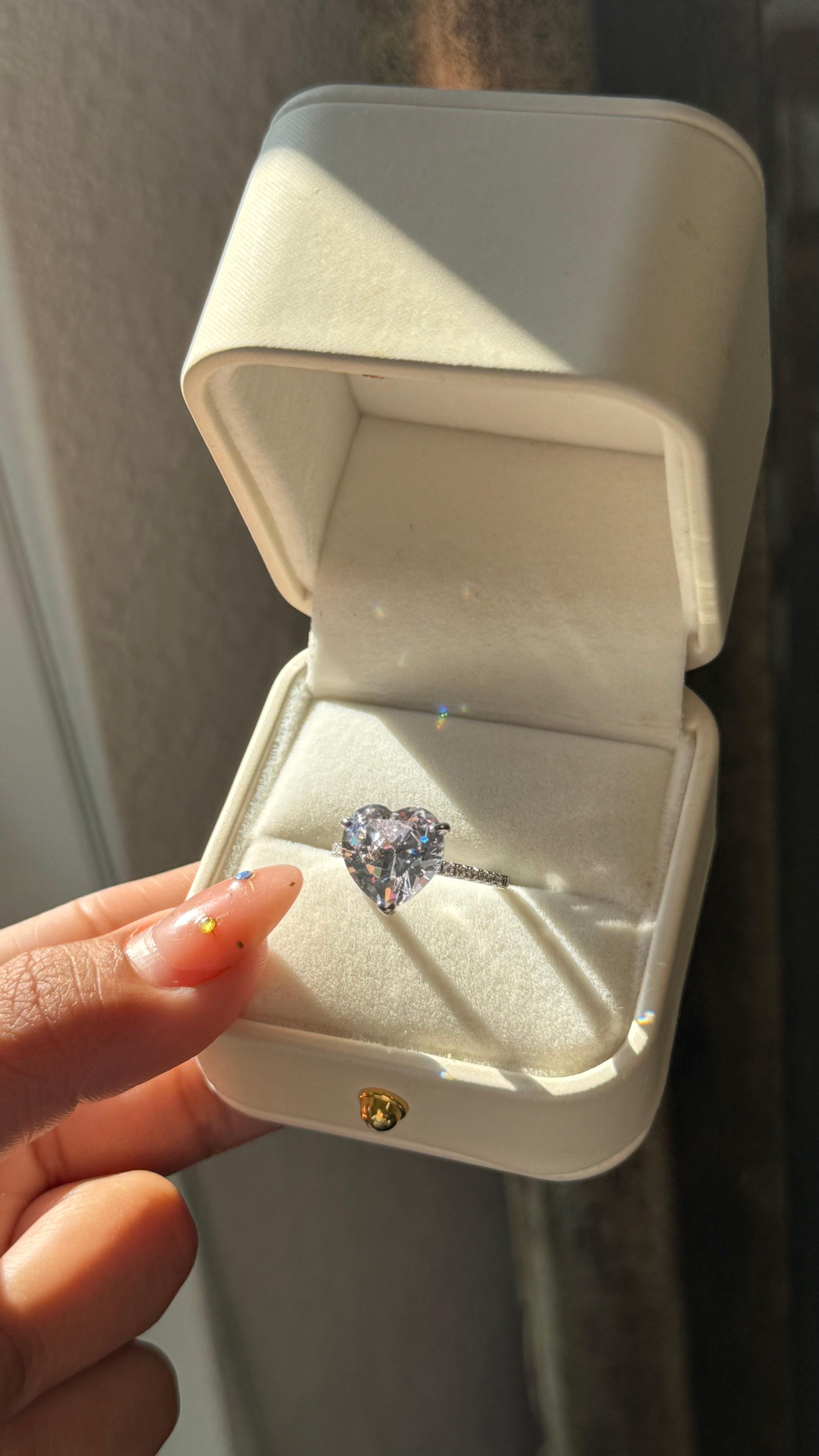 Elevated White Heart Ring