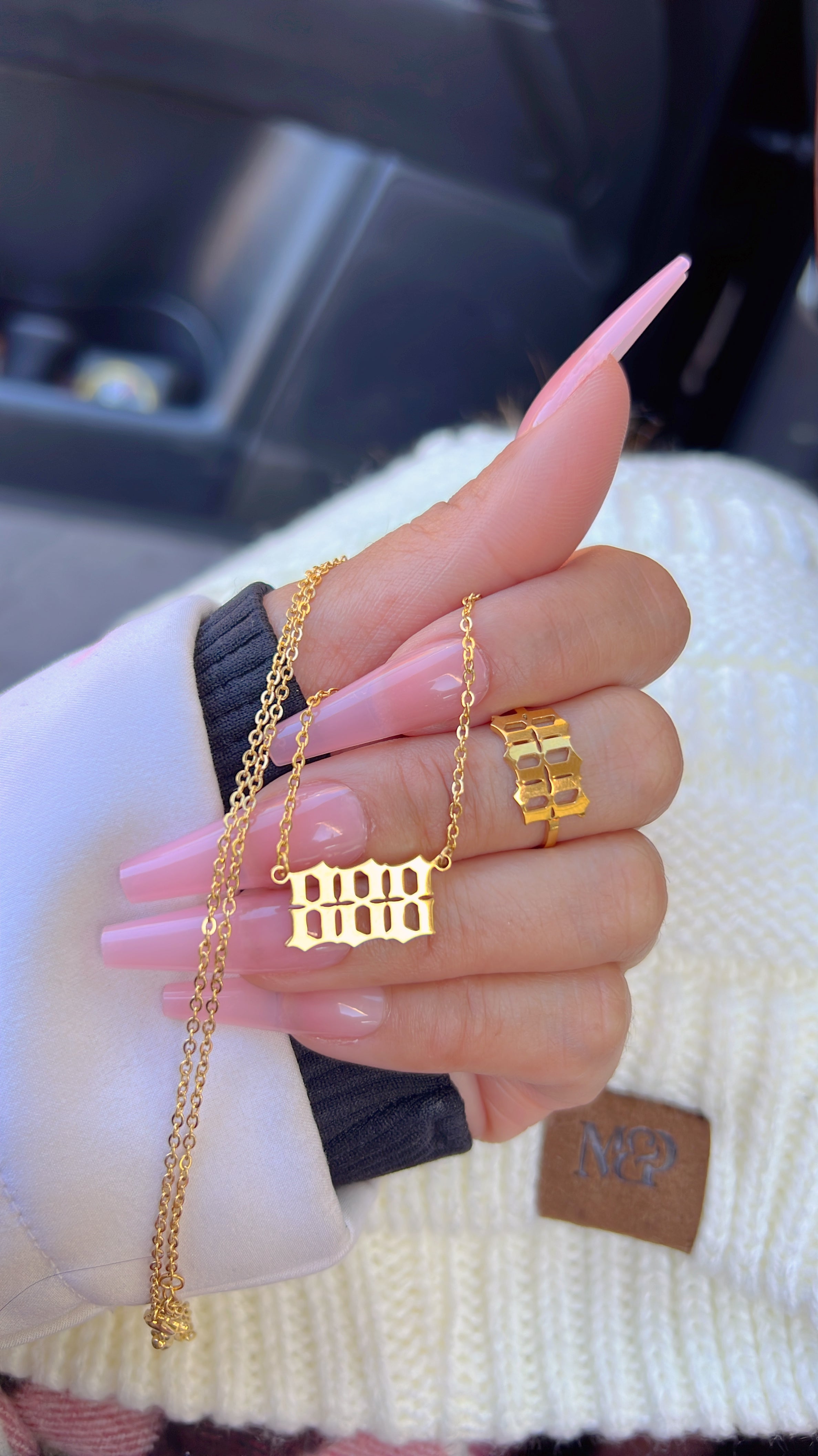 Smooth Angel Number Necklace Set