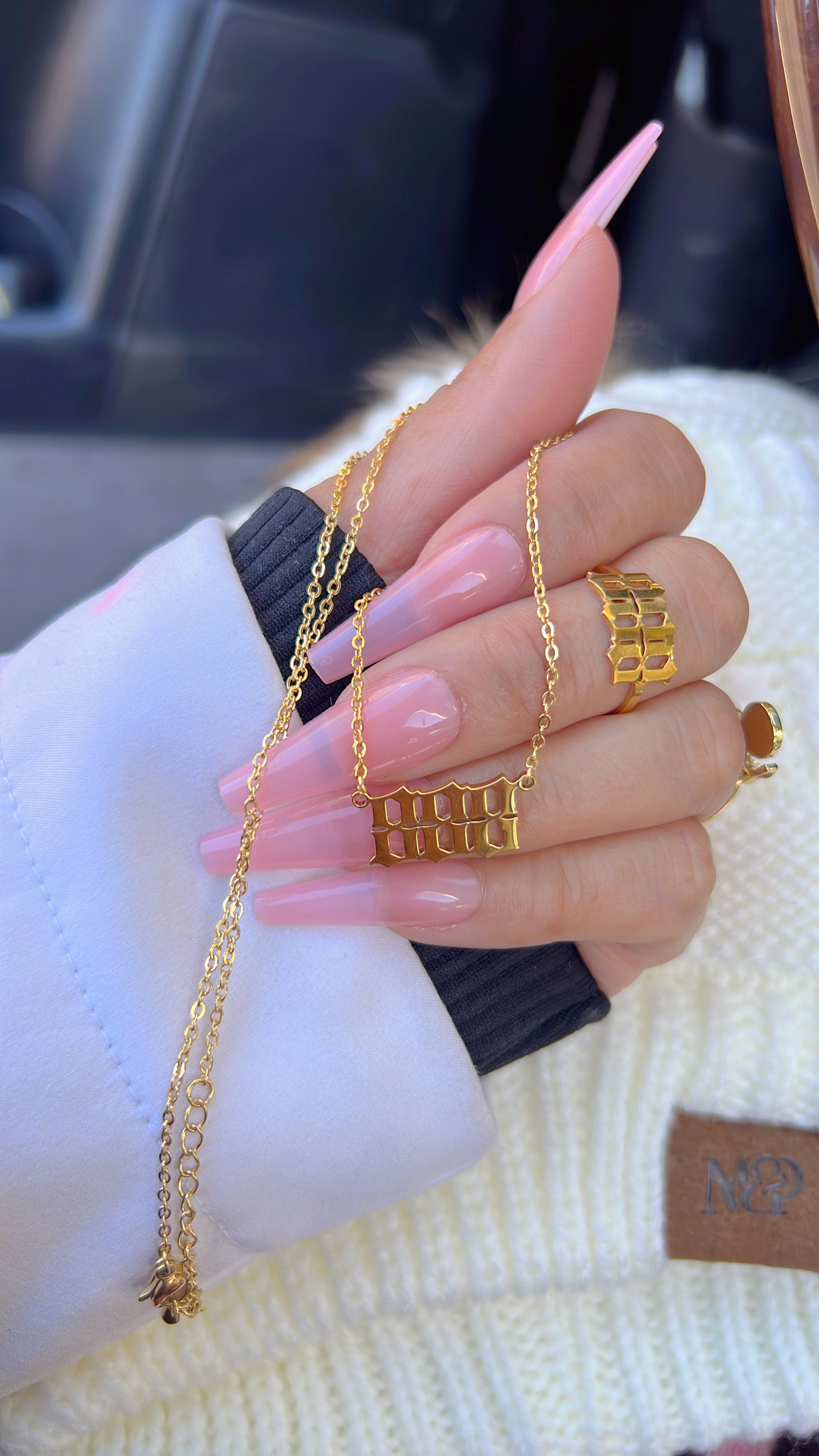 Smooth Angel Number Necklace Set