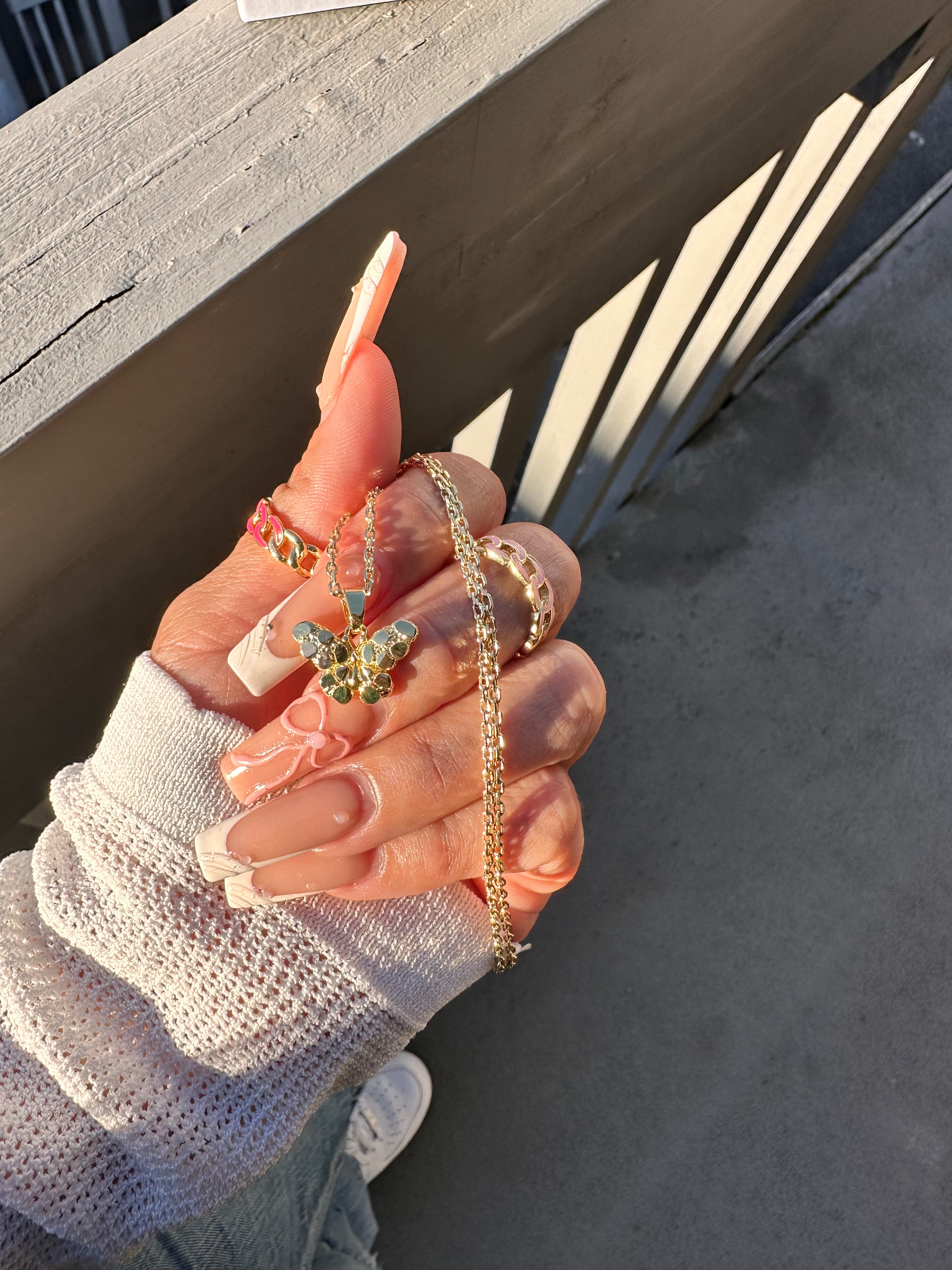 Gold Nugget Butterfly Necklace