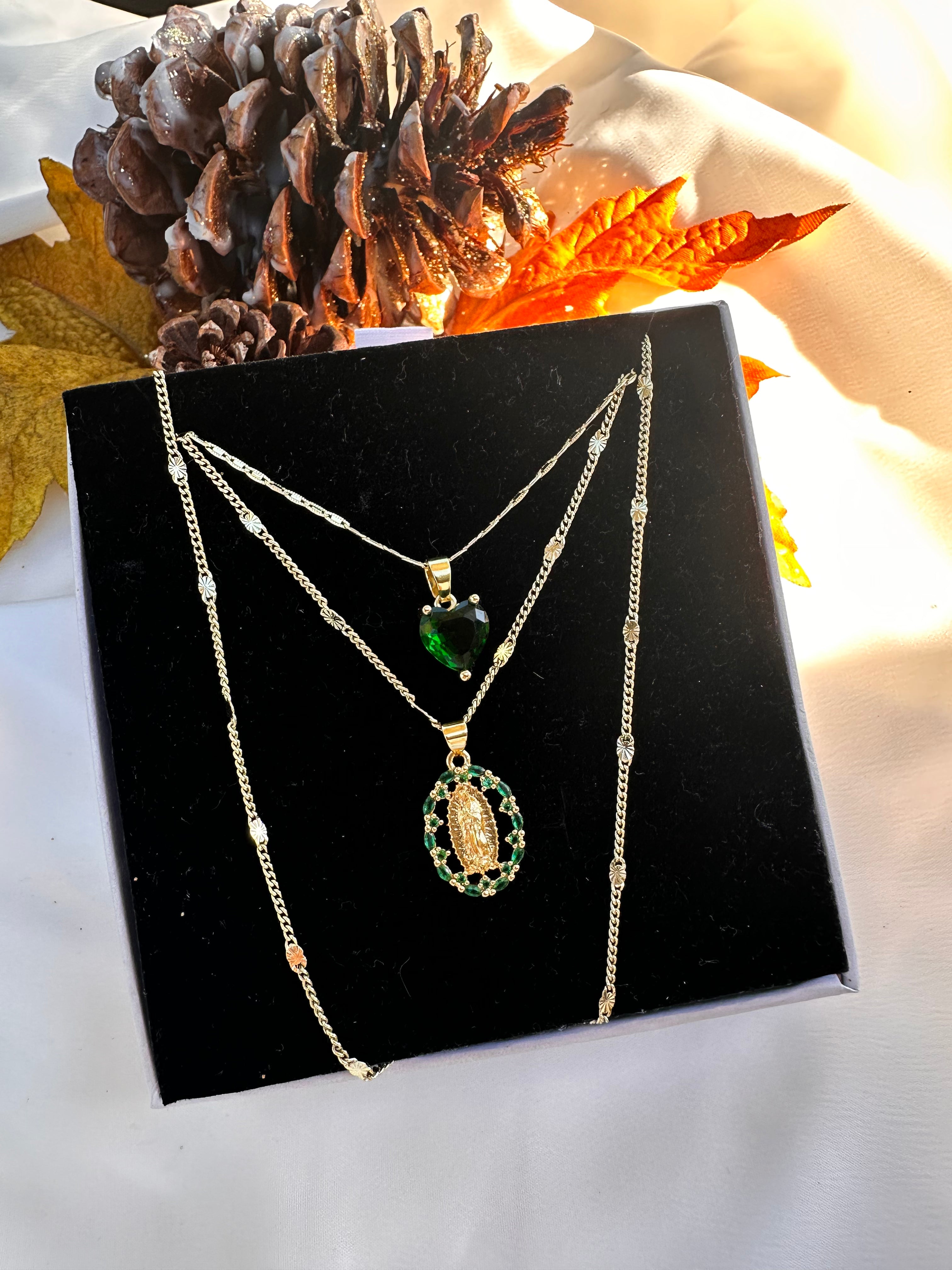 Lady of Guadalupe Emerald Necklace Set