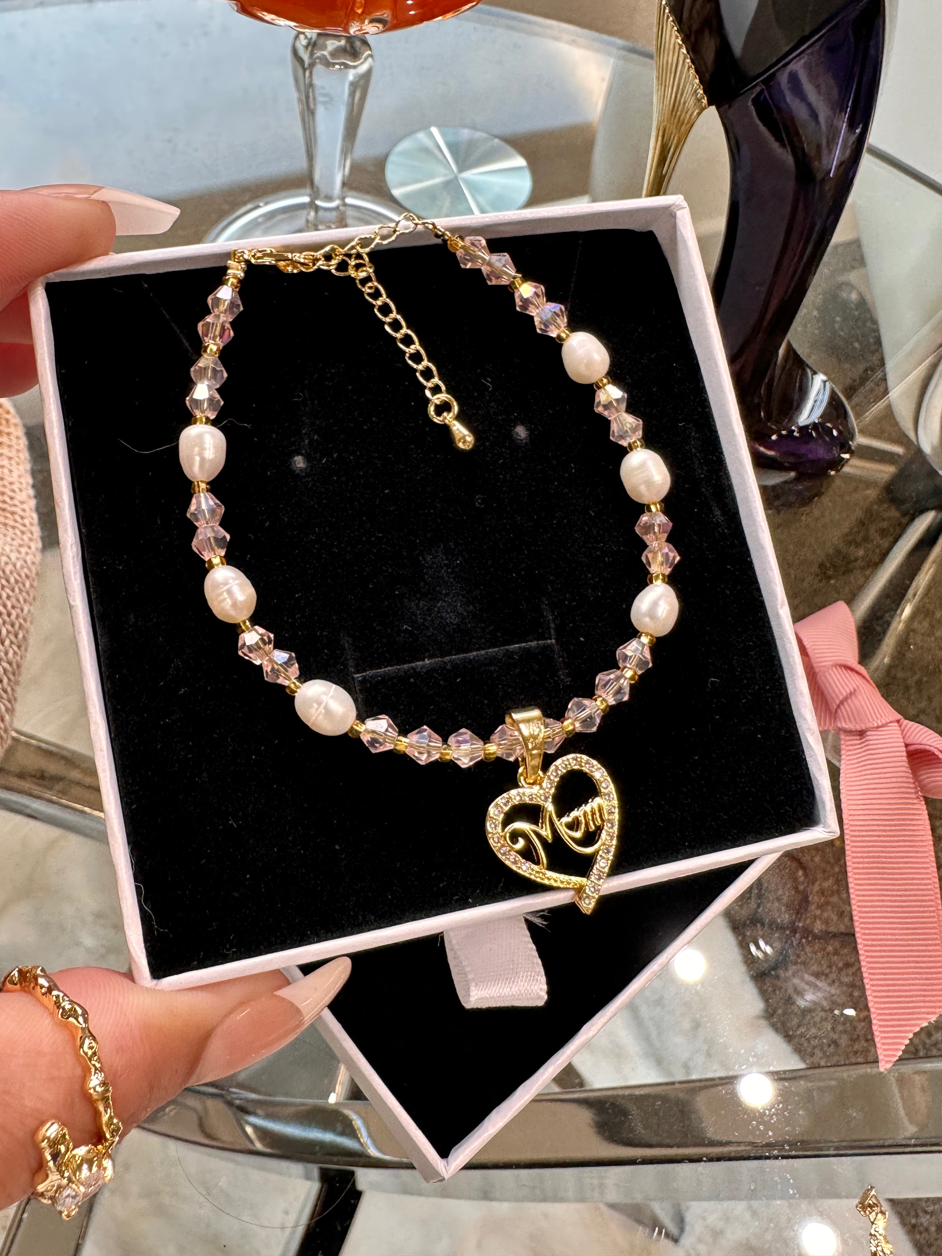 Brazalete de diamantes Mom color melocotón melocotón