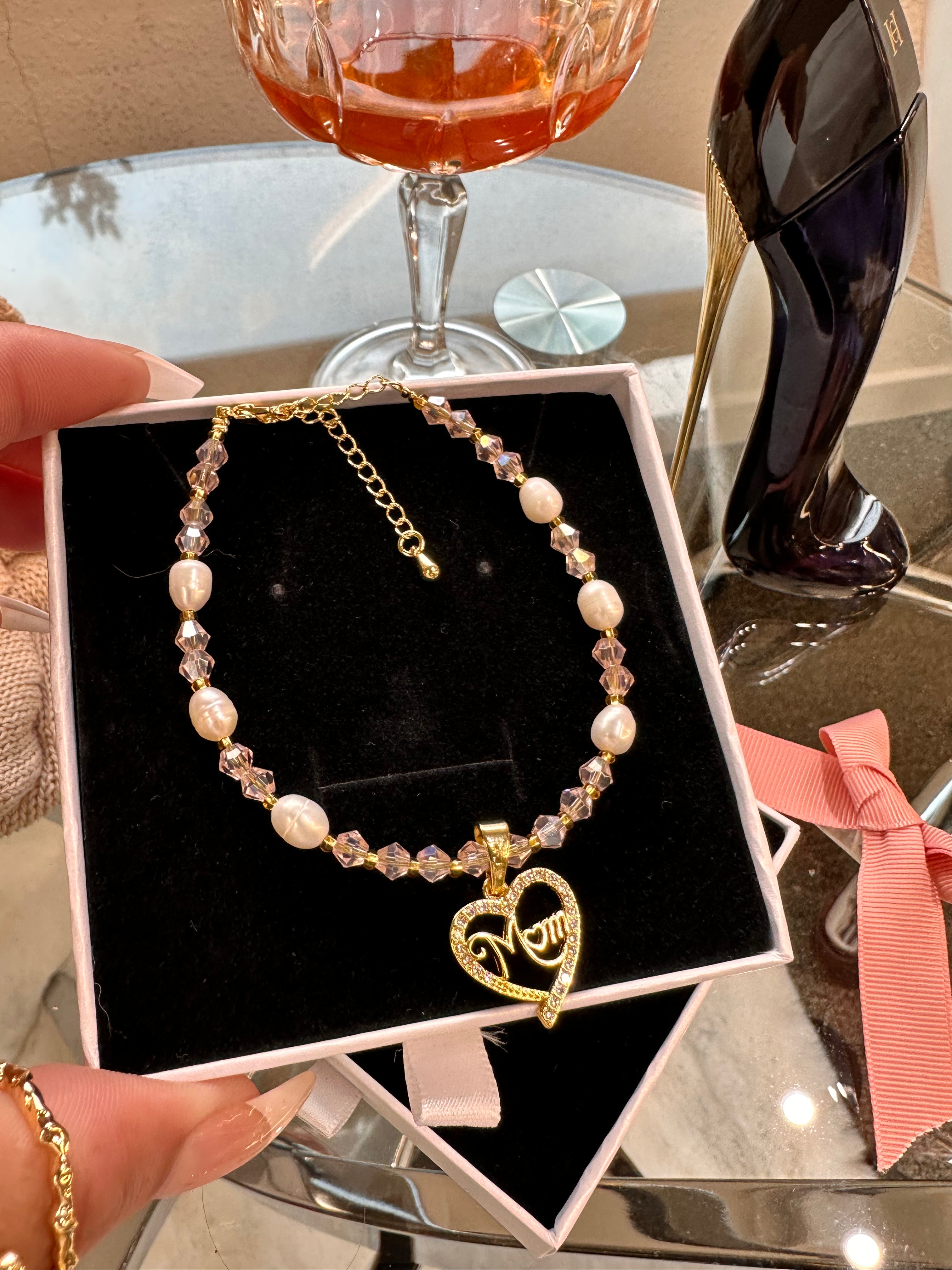 Brazalete de diamantes Mom color melocotón melocotón