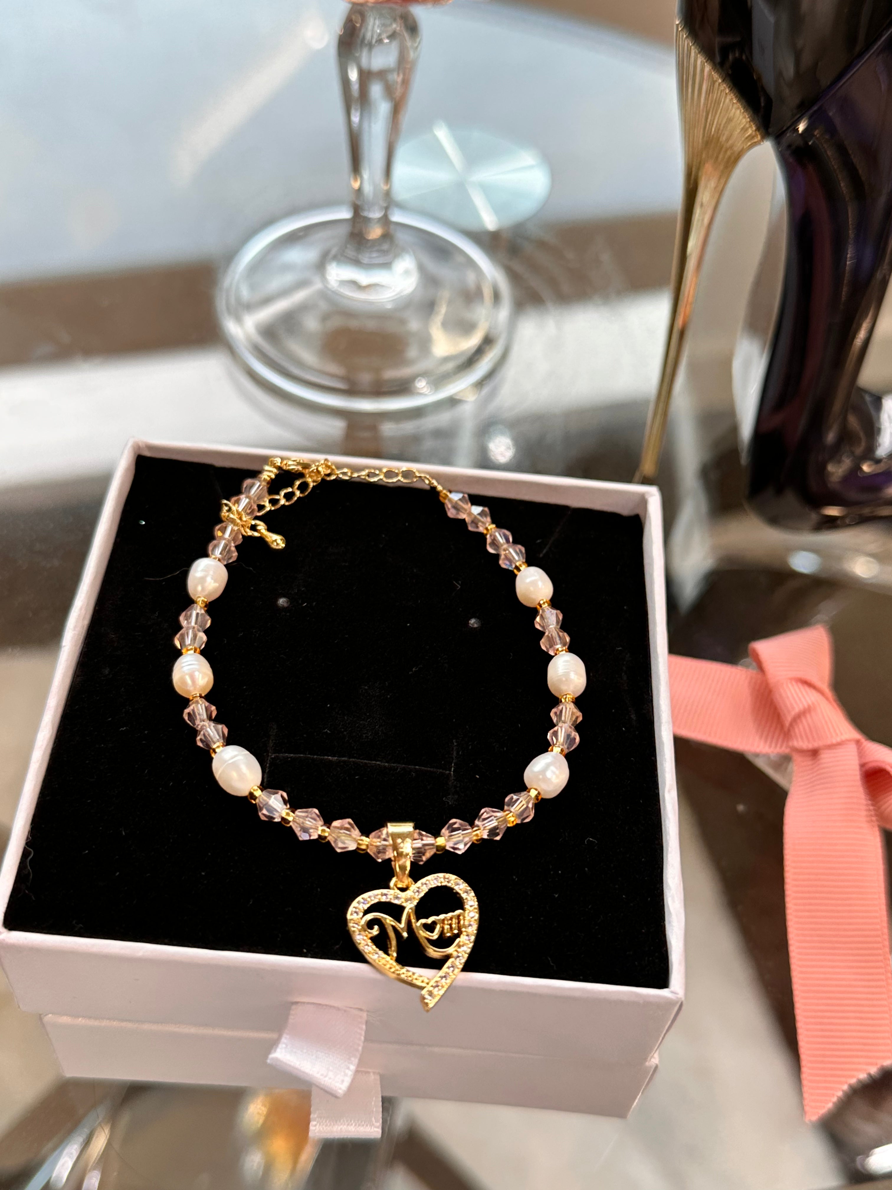 Brazalete de diamantes Mom color melocotón melocotón