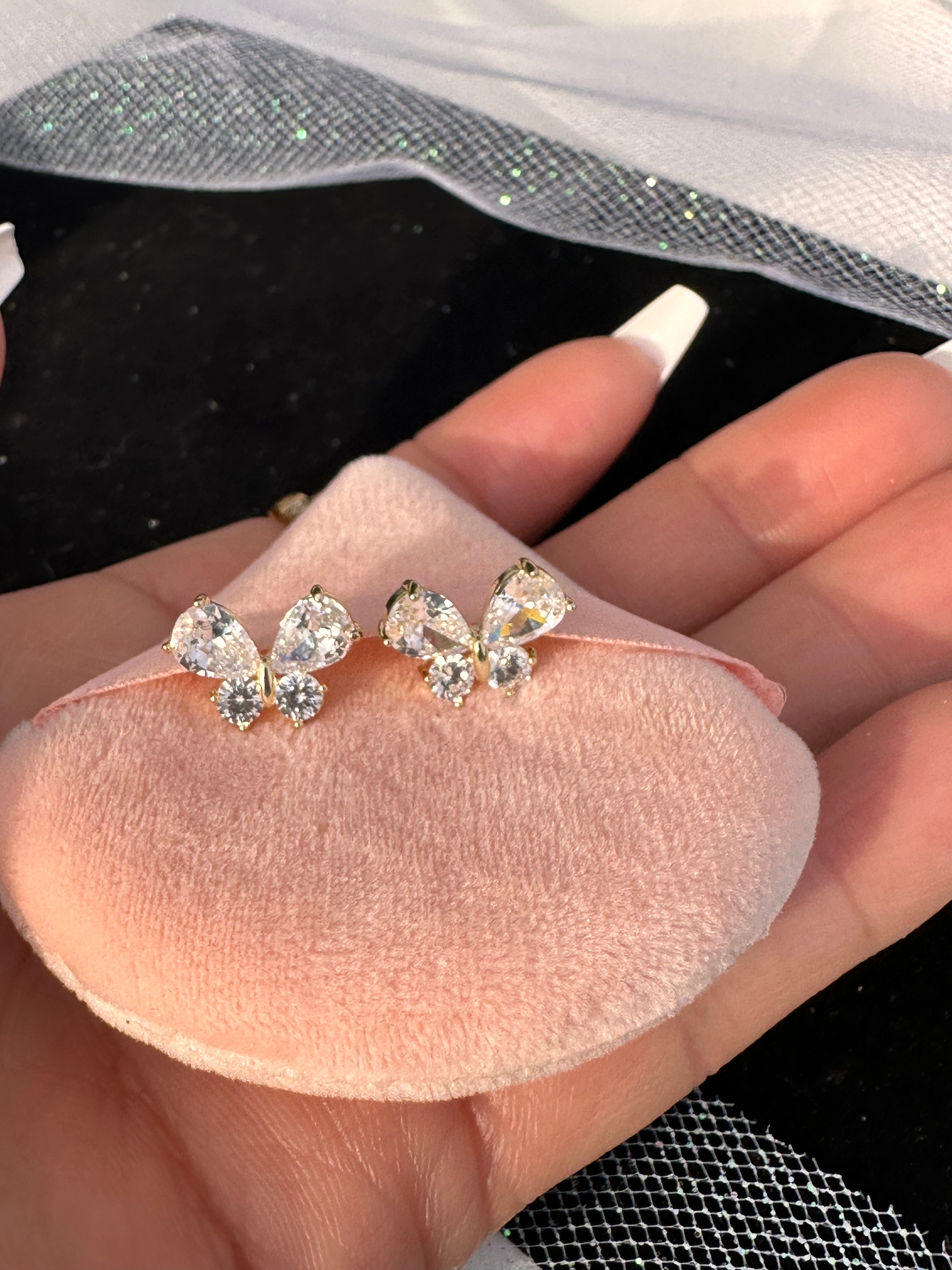 Crystal Flutter CZ Butterfly Earrings