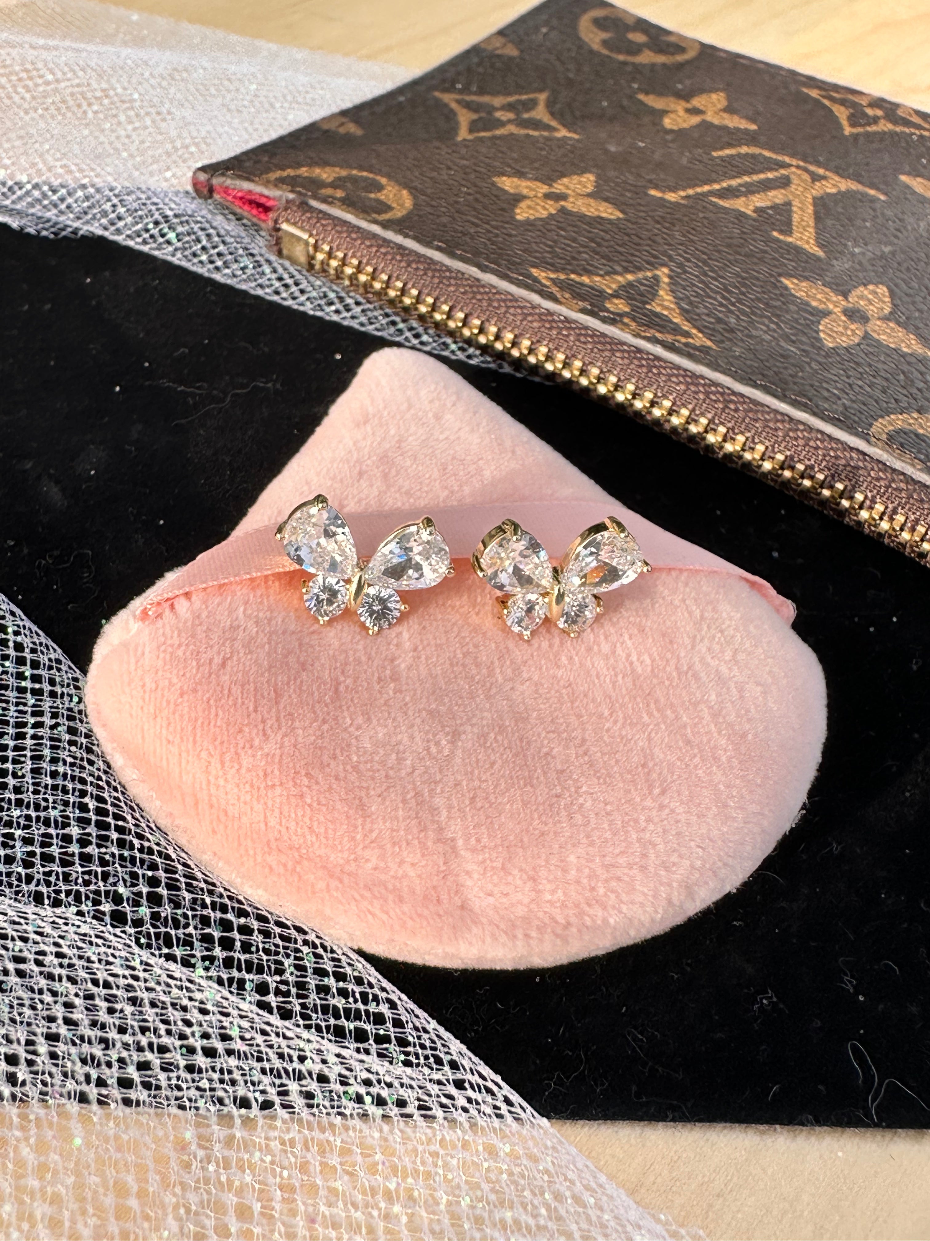 Crystal Flutter CZ Butterfly Earrings