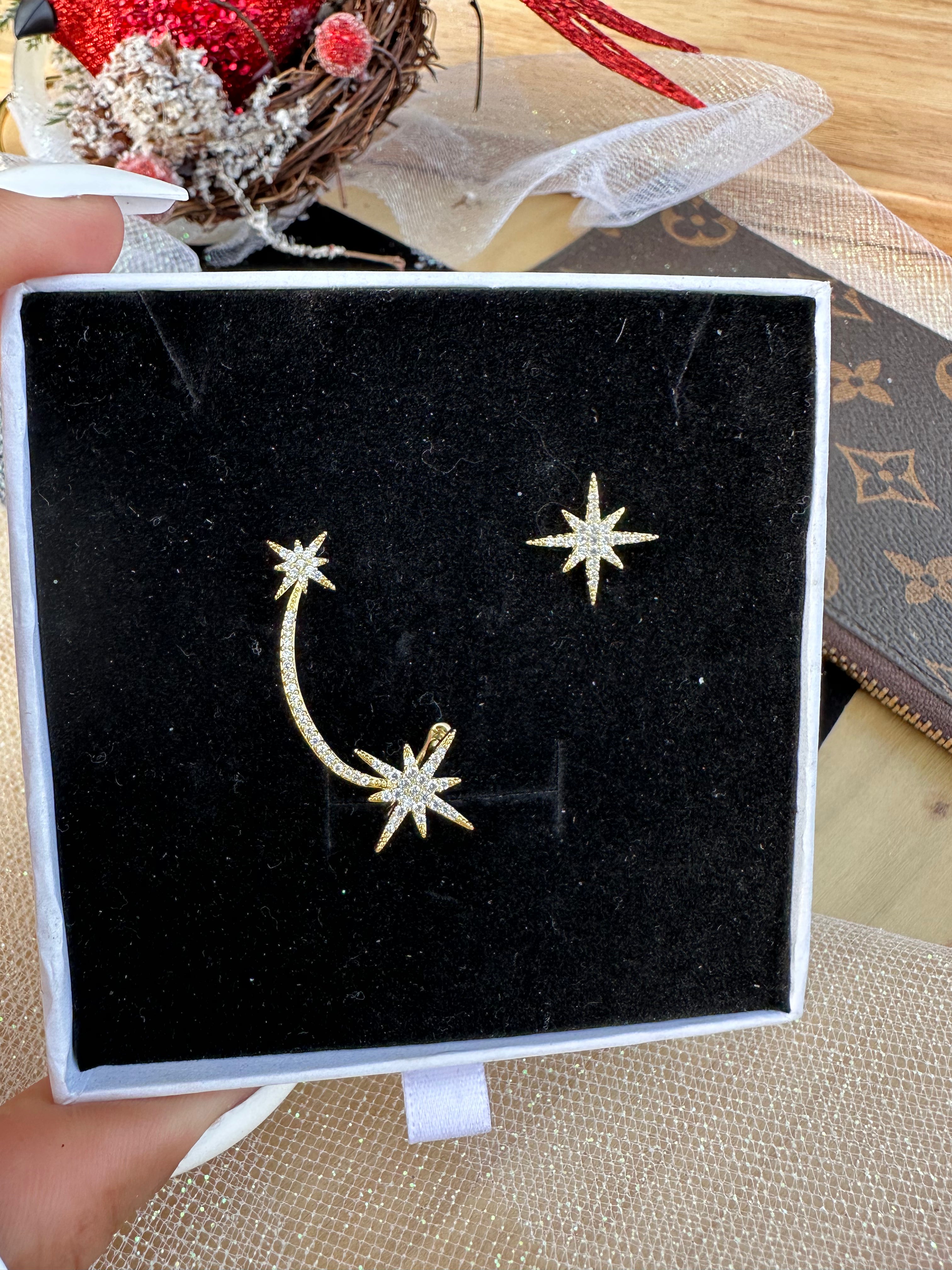 Starlit Duo Shooting Star Earring Set
