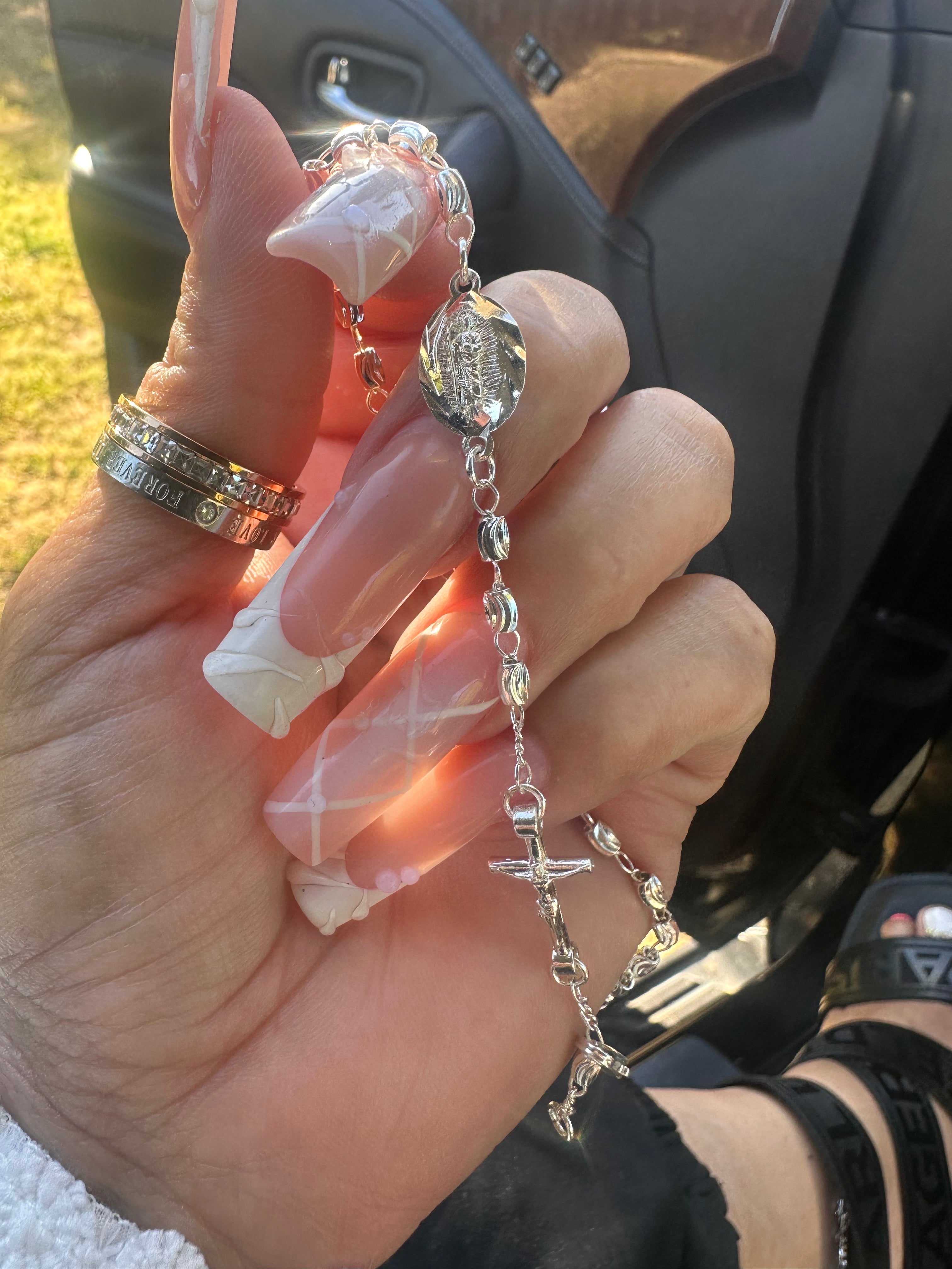 Virgencita Rosario Cross Anklet