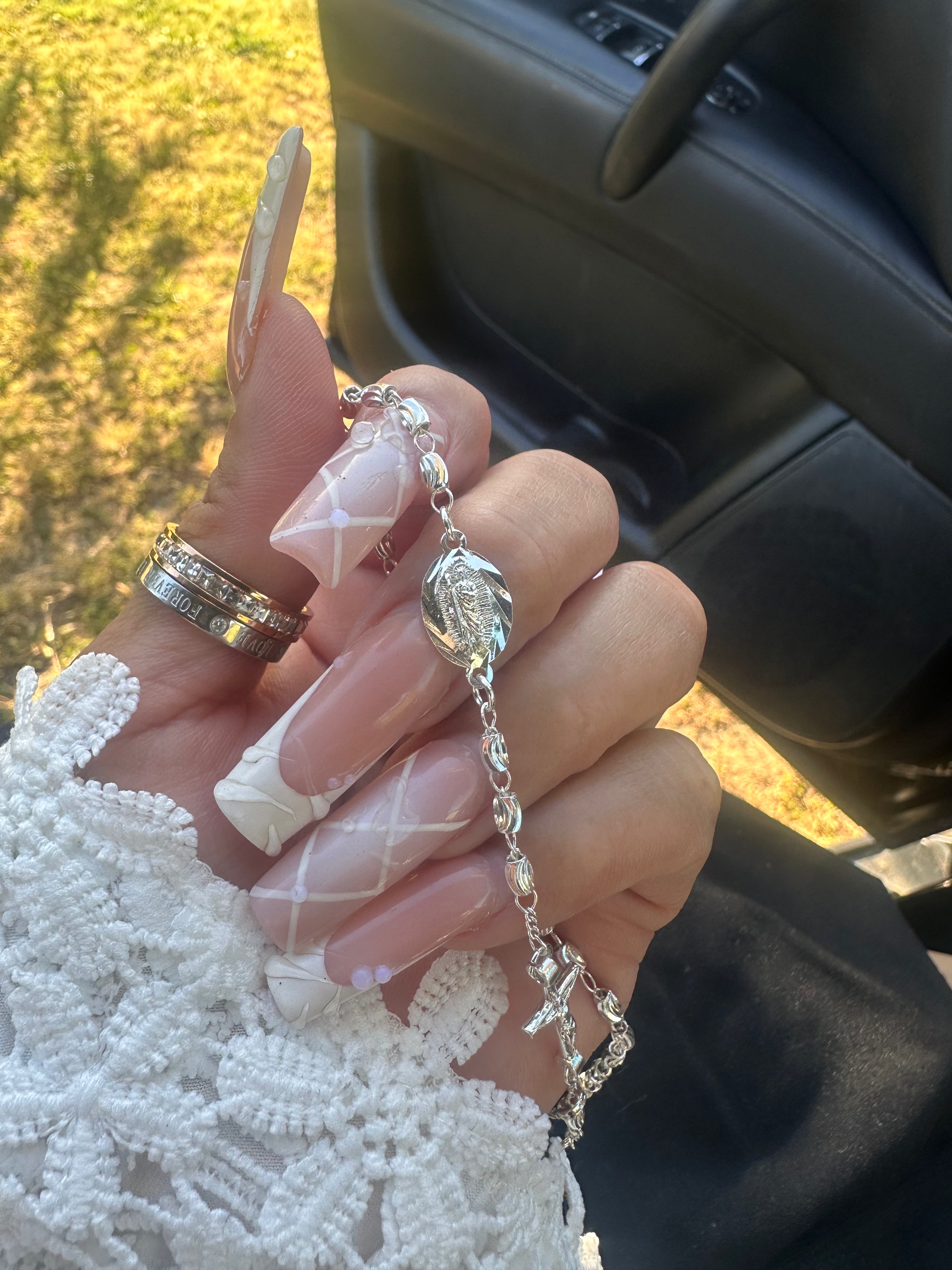 Virgencita Rosario Cross Anklet