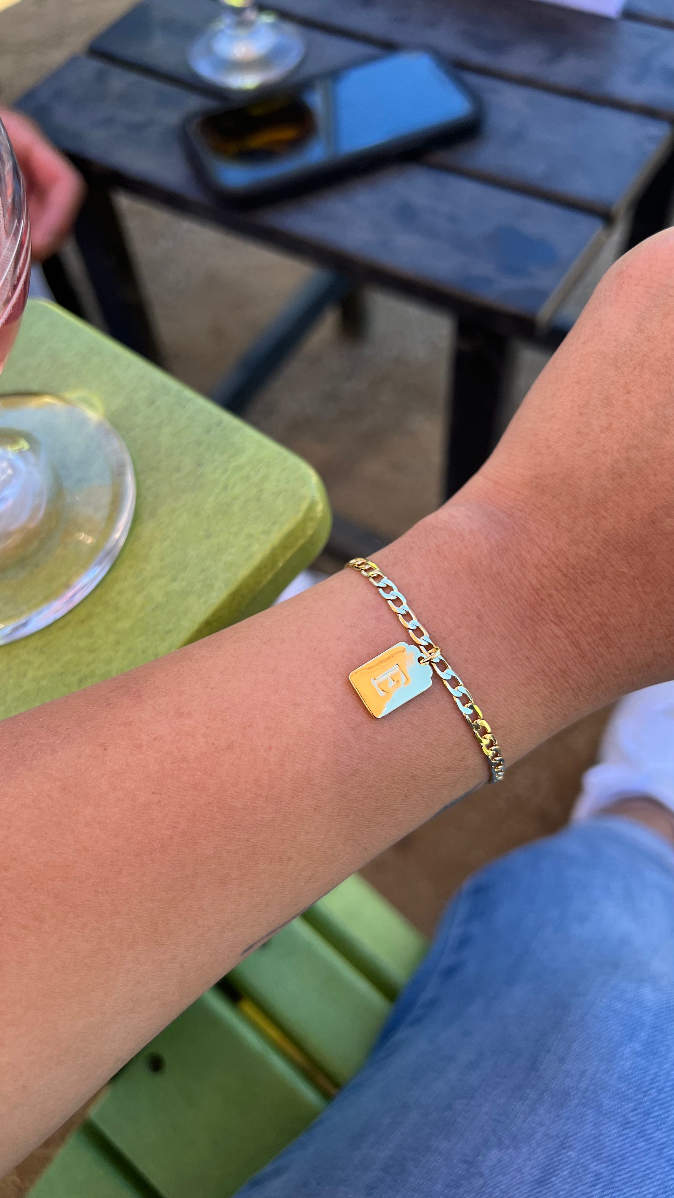 Flat Initial Cuban Bracelet (1 pcs)