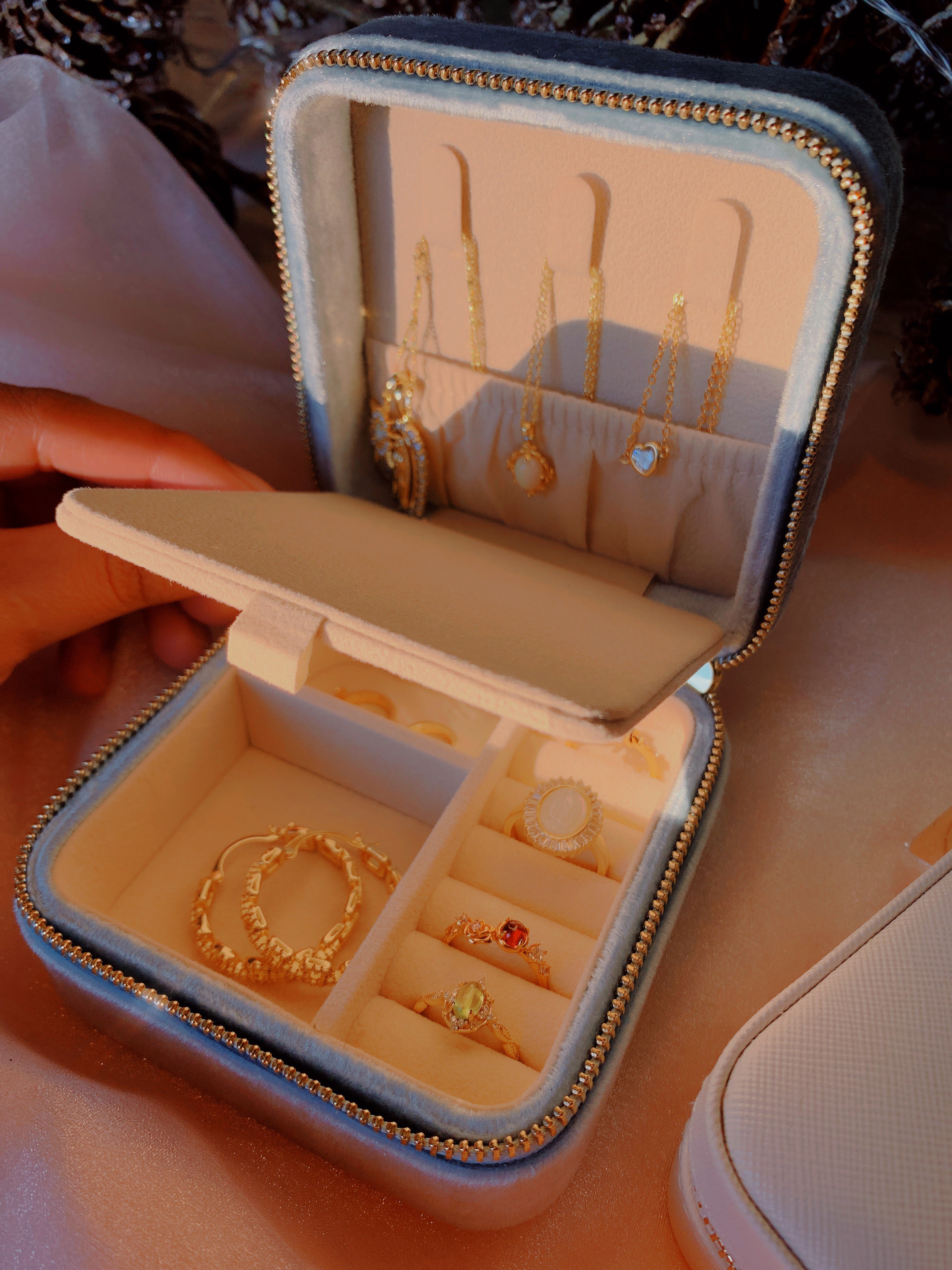 Cloud Blue Jewelry Travel Case + Mirror
