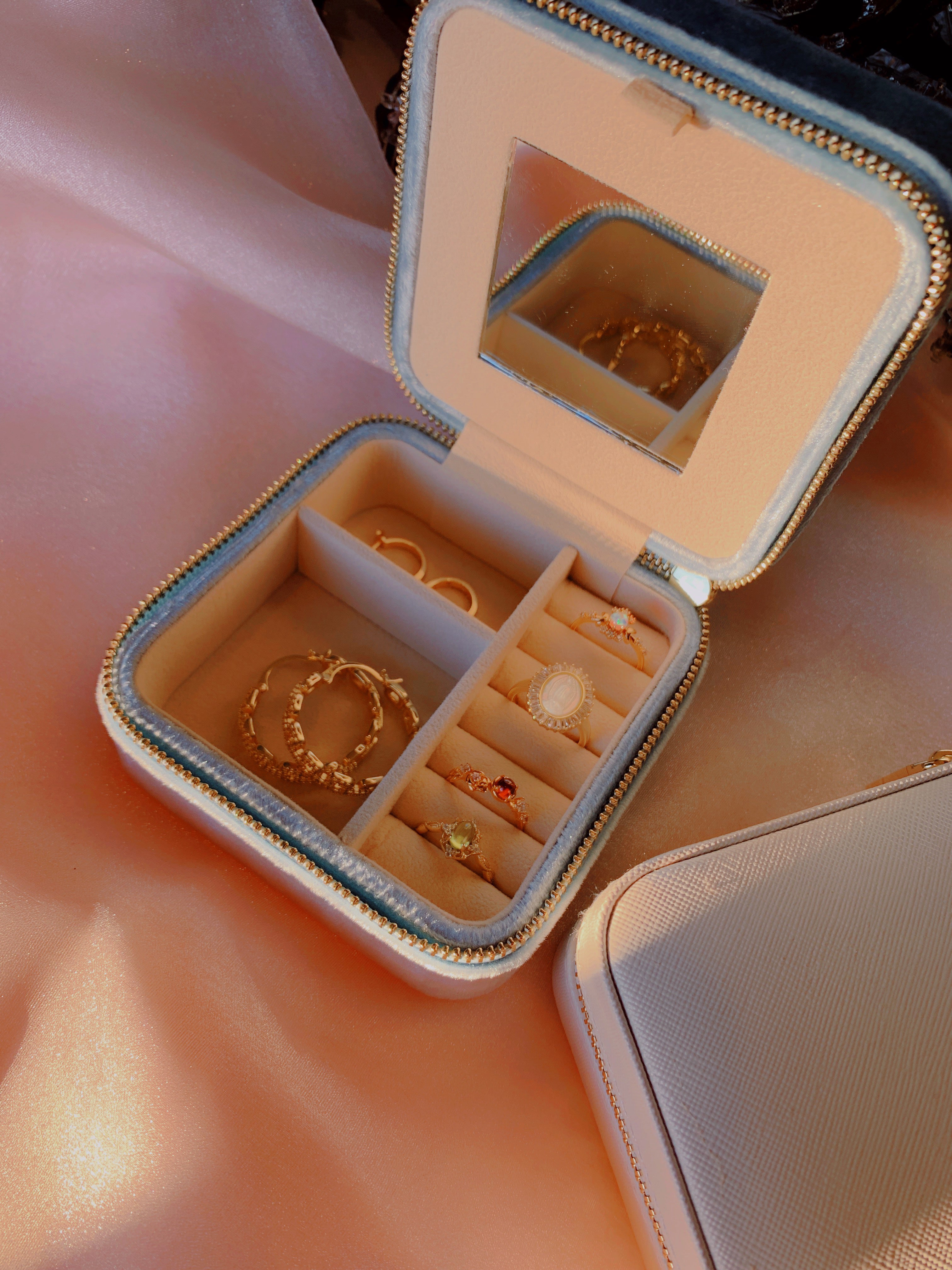 Cloud Blue Jewelry Travel Case + Mirror