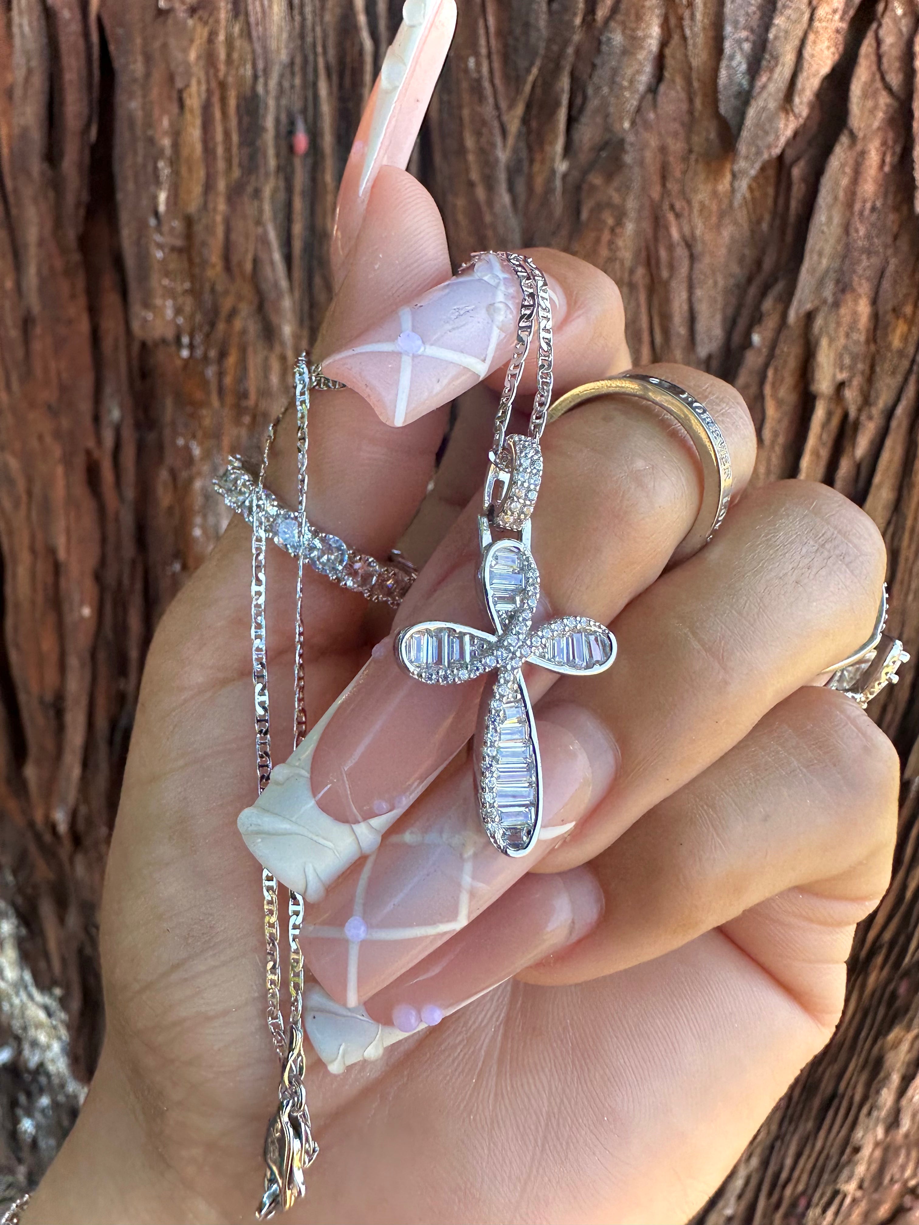 Sterling Paved Cross Necklace