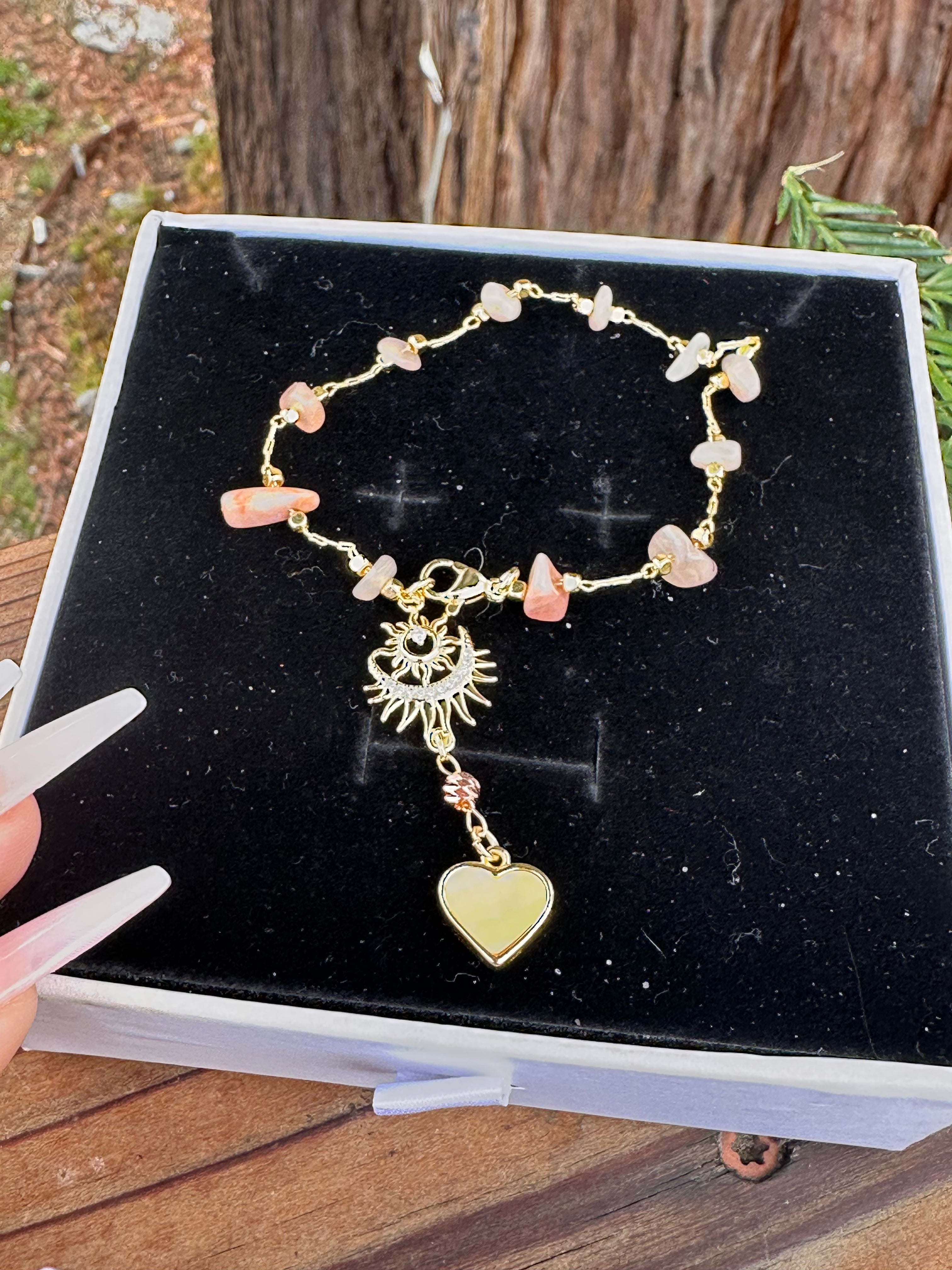 Strawberry Quartz Moon & Sun Divine Car Rosario