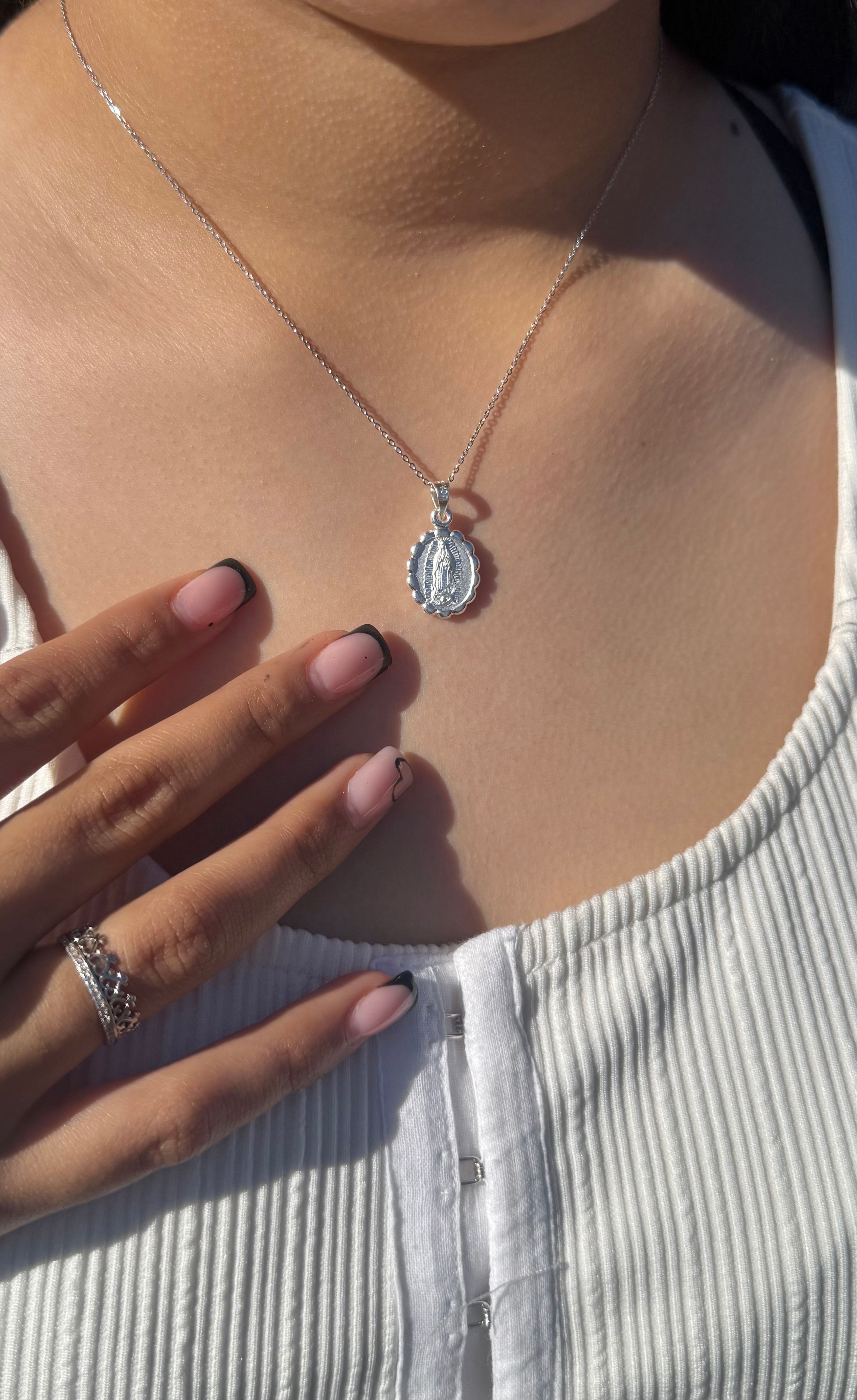 Dual-Sided Devotion Necklace – Virgen Mary & Jesus