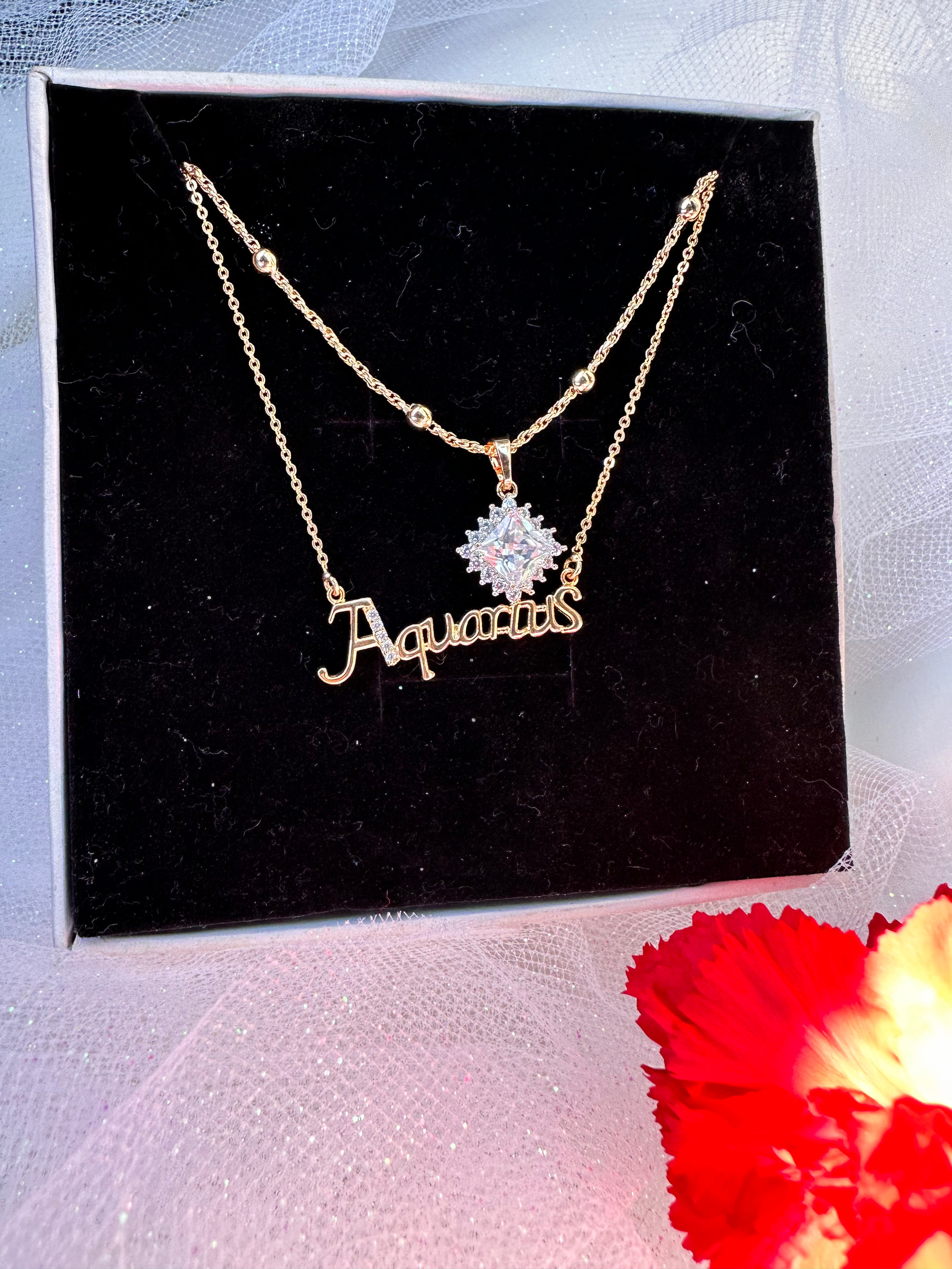 Aquarius Zodiac Necklace Set