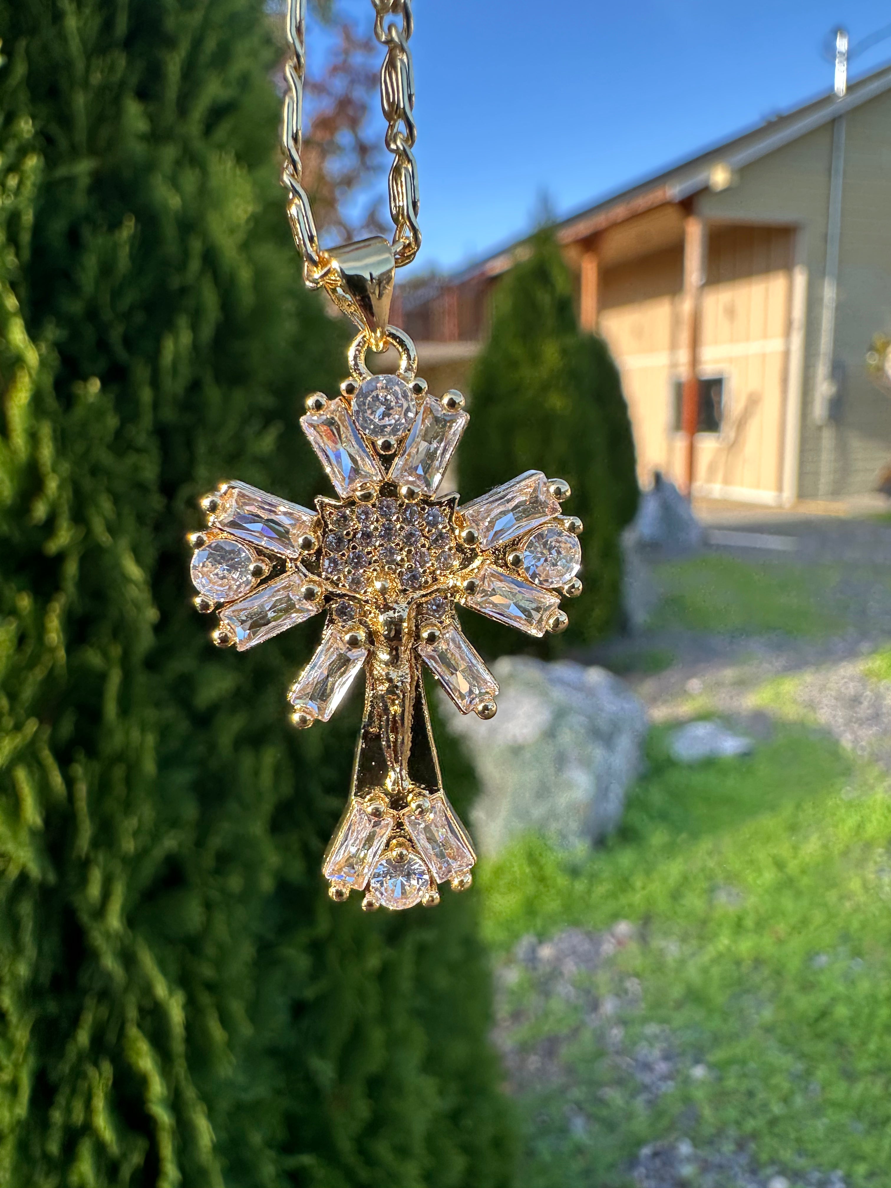 Radiant Crystal Crucifix Necklace