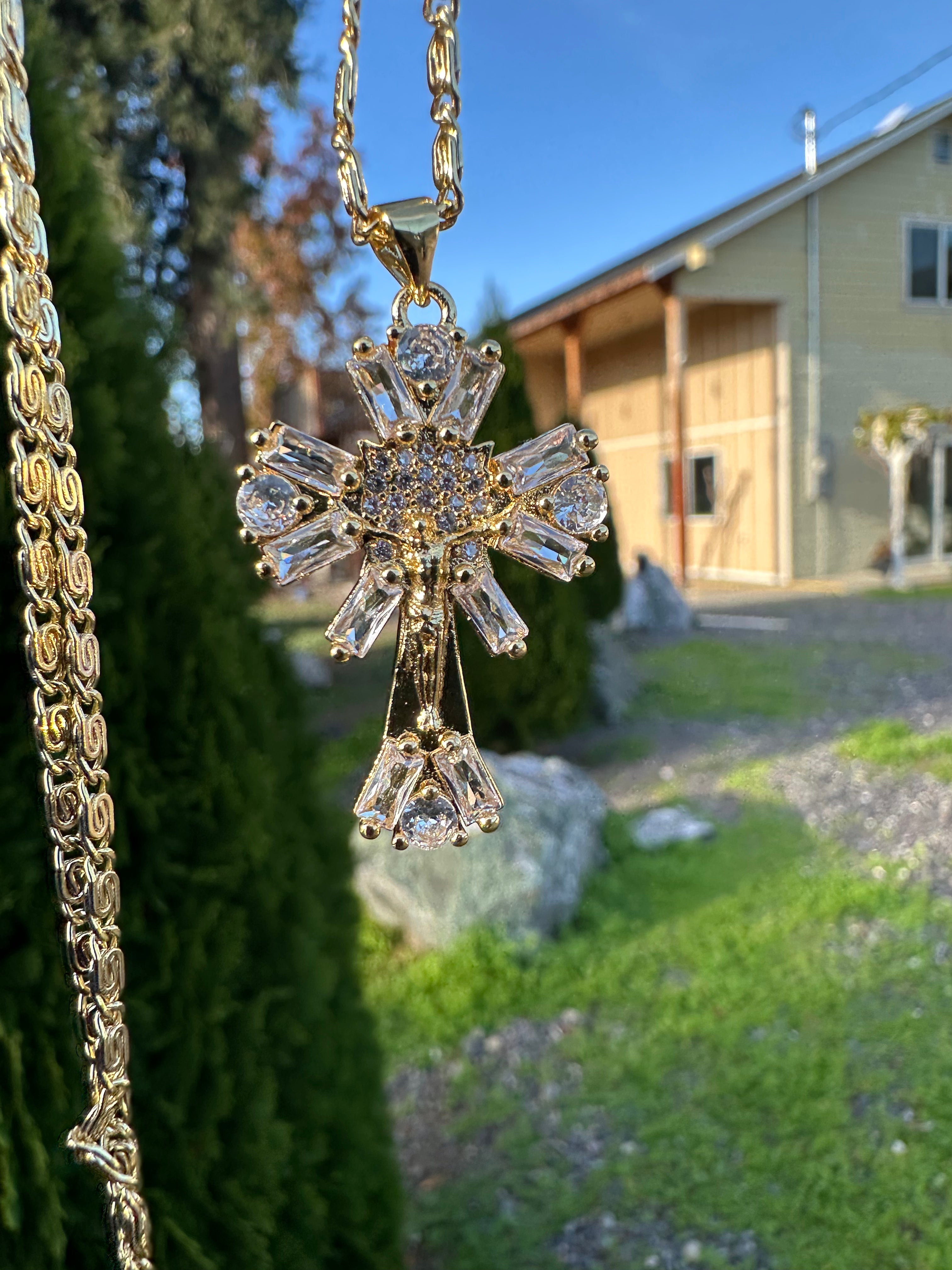 Radiant Crystal Crucifix Necklace